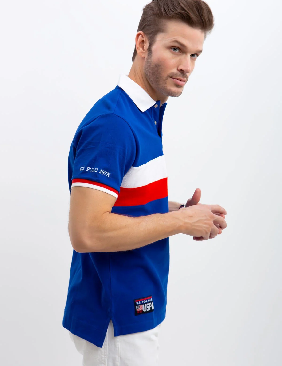 USA CHEST STRIPED POLO SHIRT - Image 3