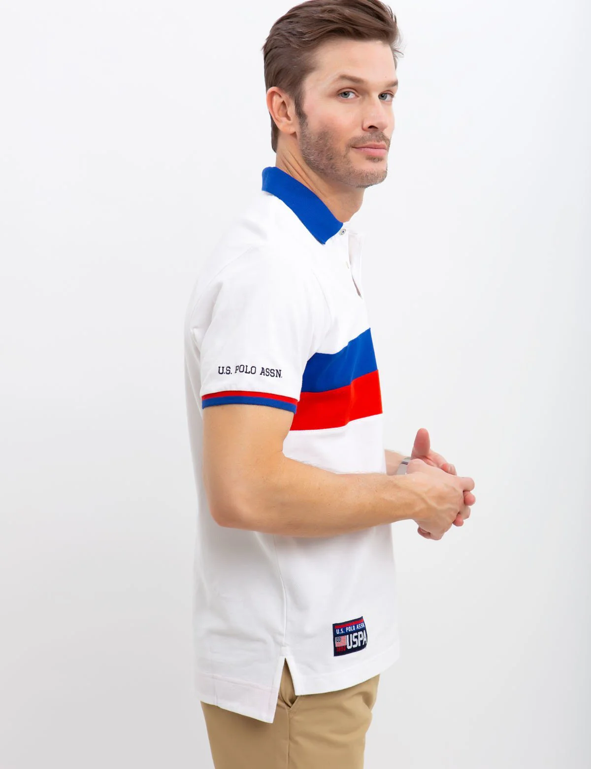 USA CHEST STRIPED POLO SHIRT - Image 7
