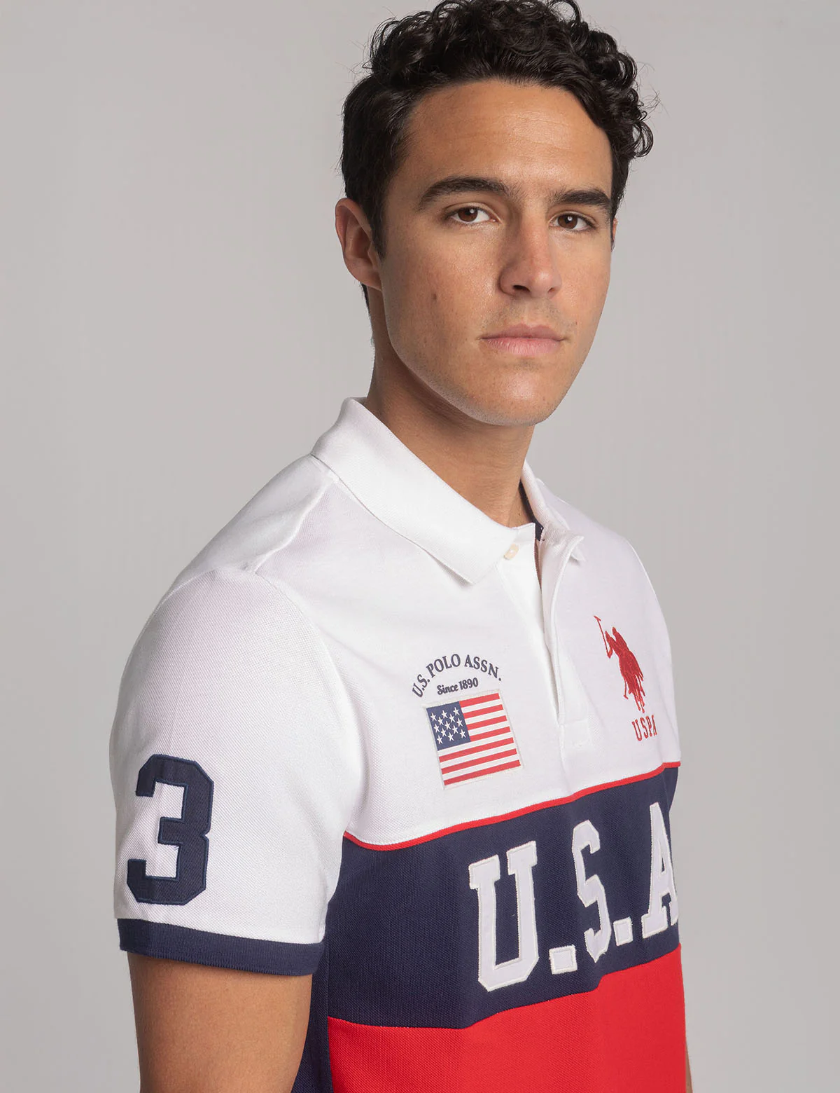 USA COLO BLOCK PIQUE POLO SHIRT - Image 2