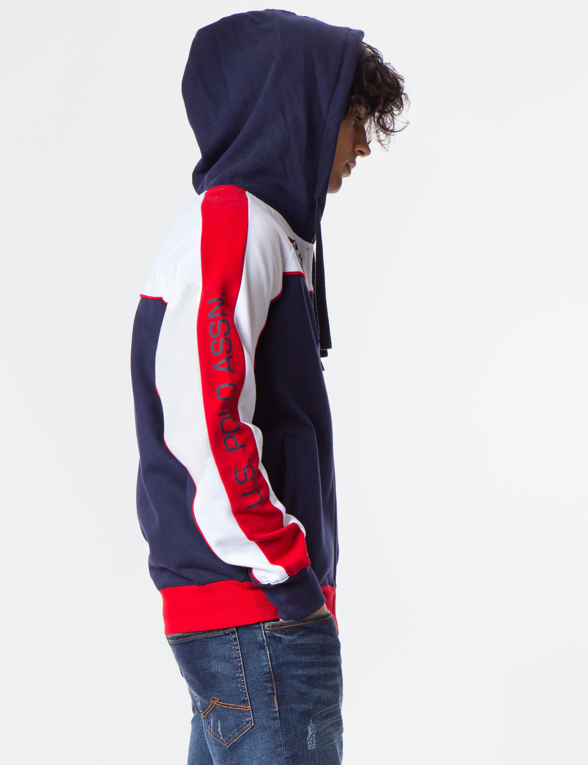 USA COLORBLOCK ZIP UP HOODED SWEATSHRIT - Image 4