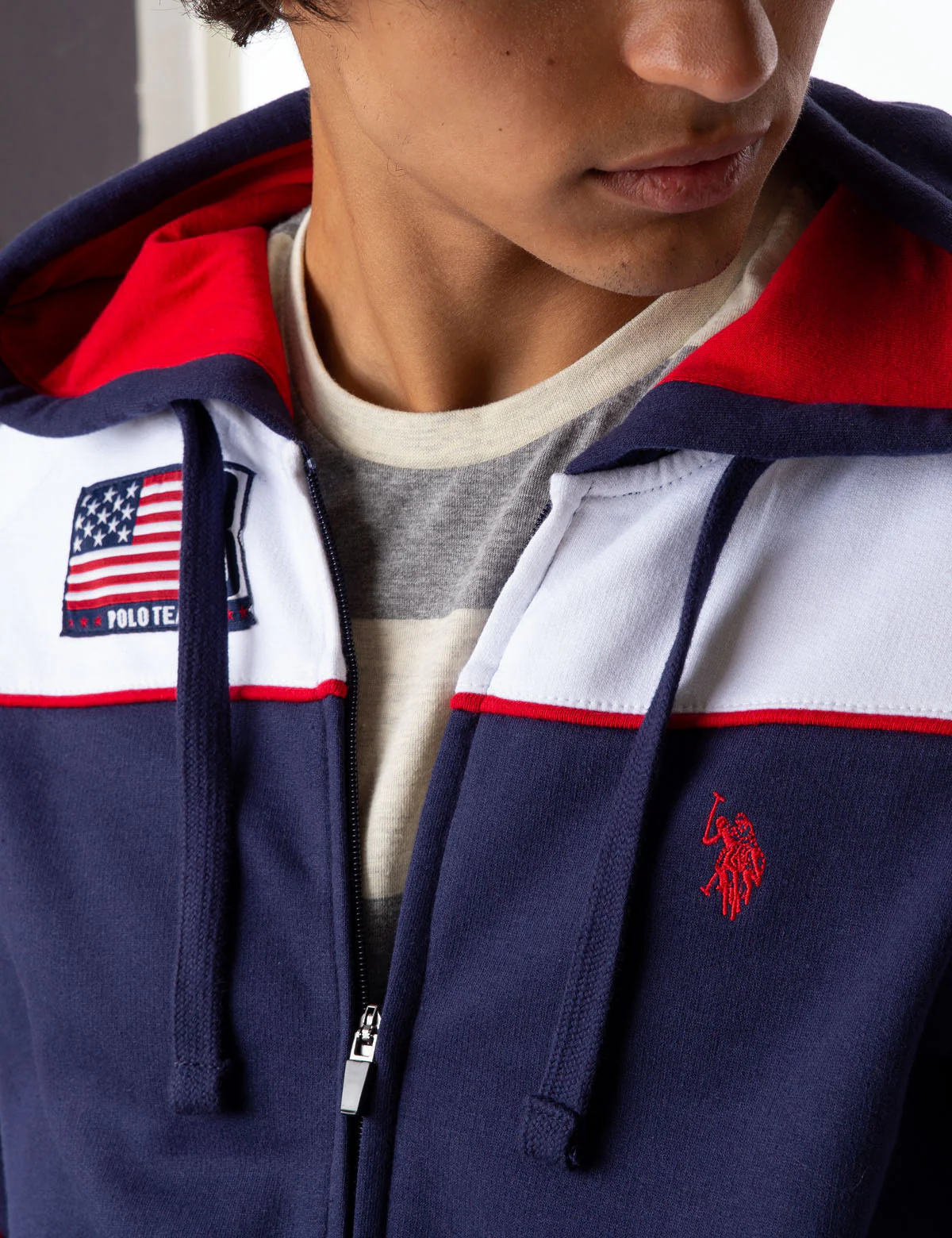 USA COLORBLOCK ZIP UP HOODED SWEATSHRIT - Image 7