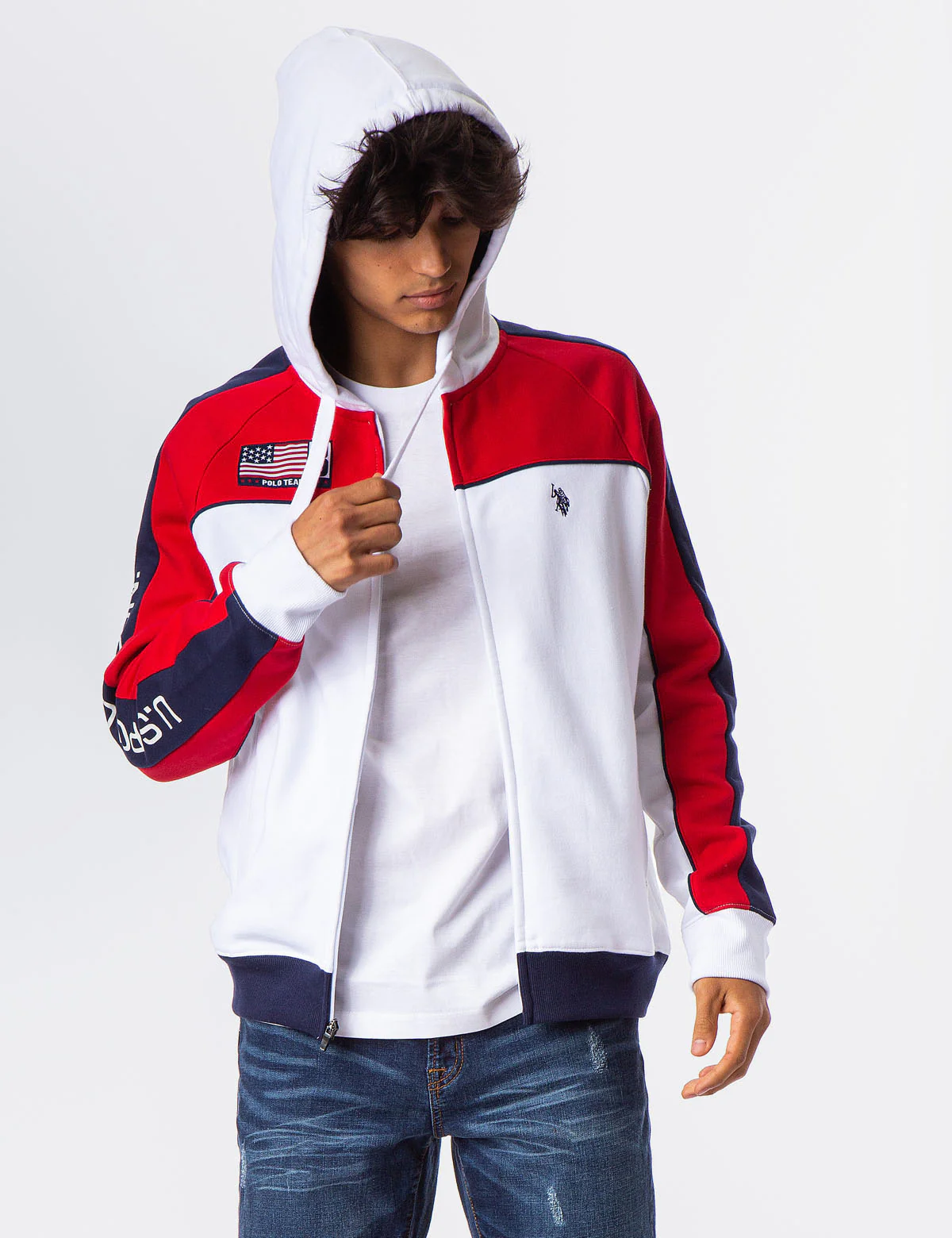 USA COLORBLOCK ZIP UP HOODED SWEATSHRIT - Image 8