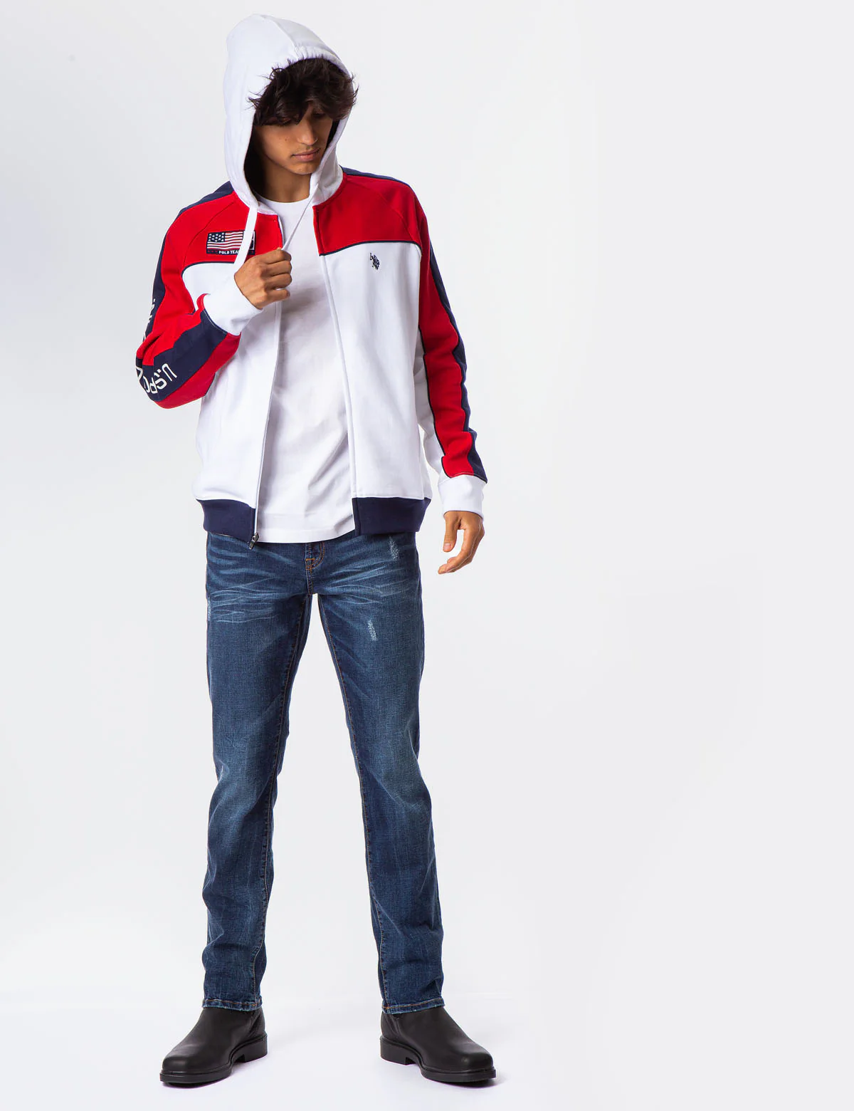USA COLORBLOCK ZIP UP HOODED SWEATSHRIT - Image 9