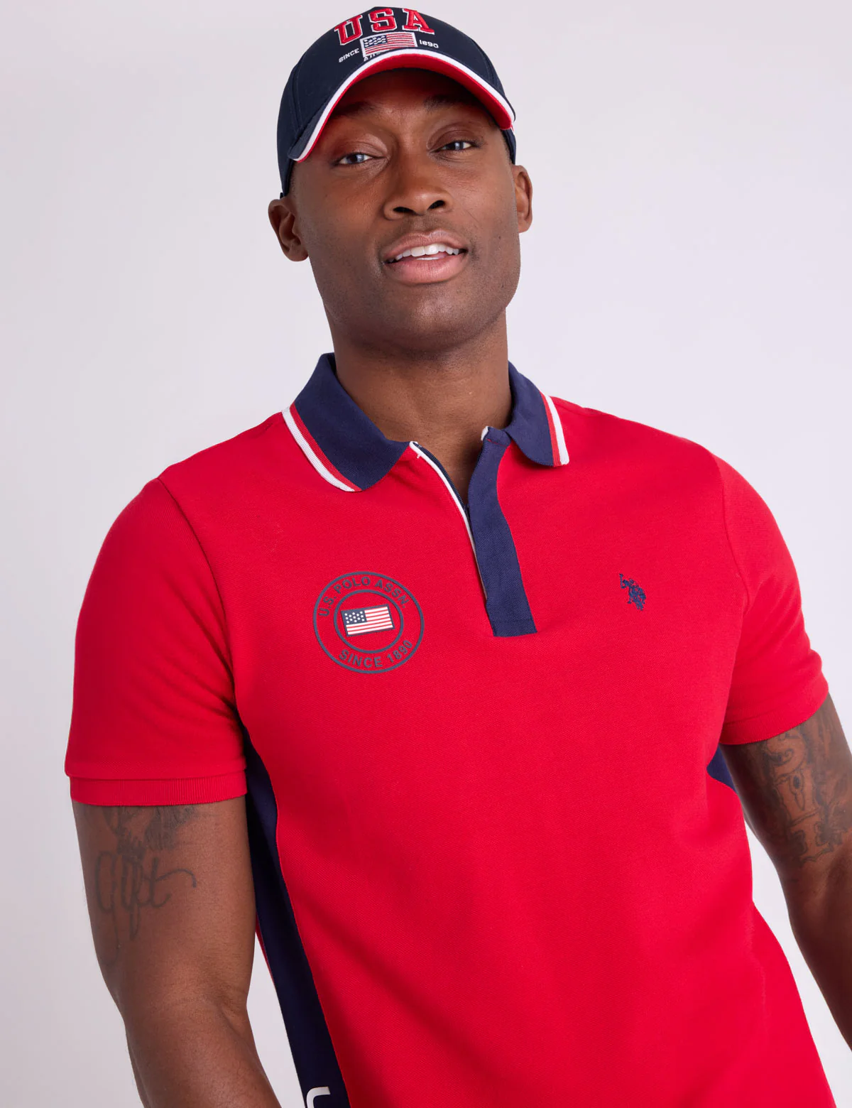 USA VERTICAL PATCH PIQUE POLO SHIRT WITH ZIP PLACKET - Image 3