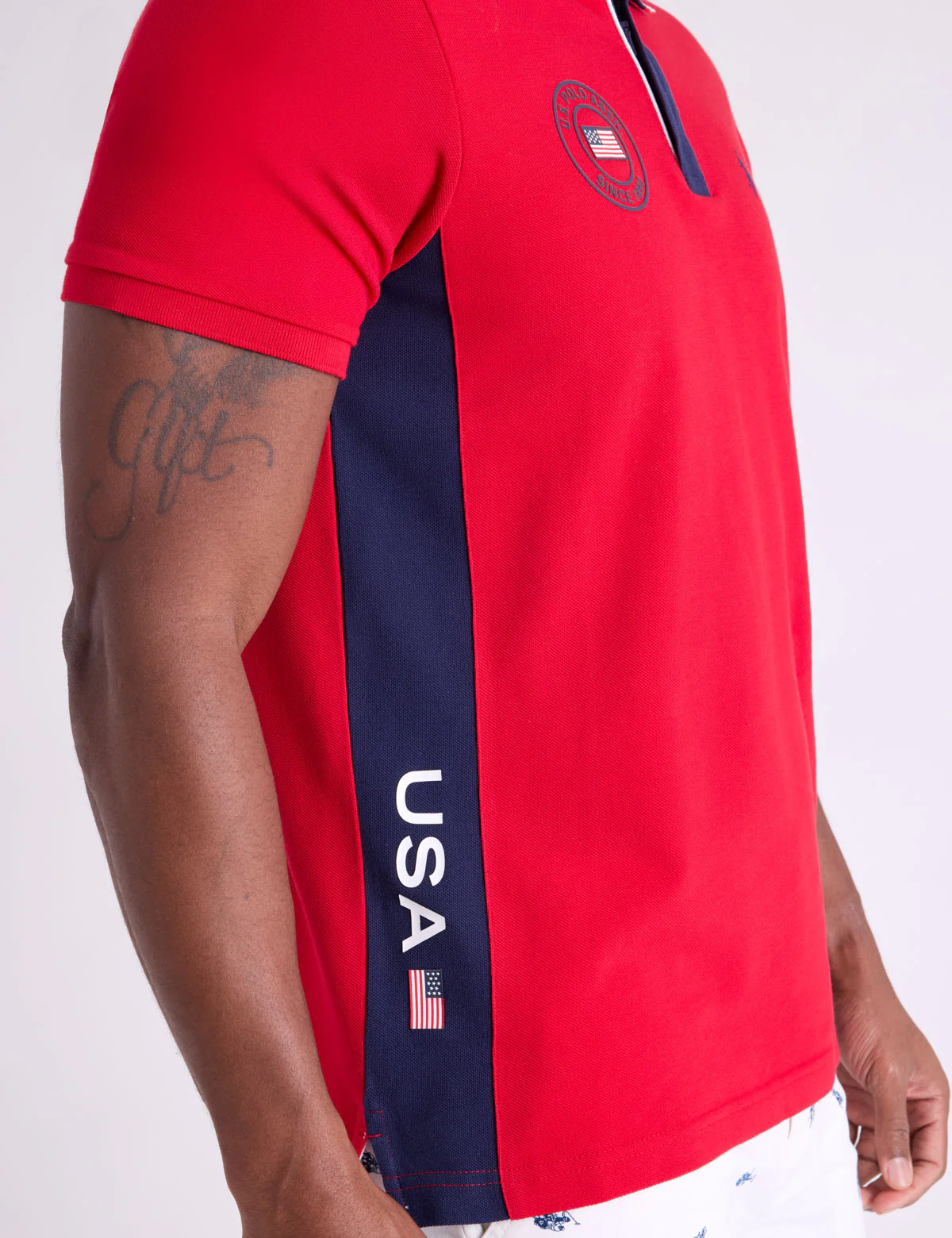 USA VERTICAL PATCH PIQUE POLO SHIRT WITH ZIP PLACKET - Image 4