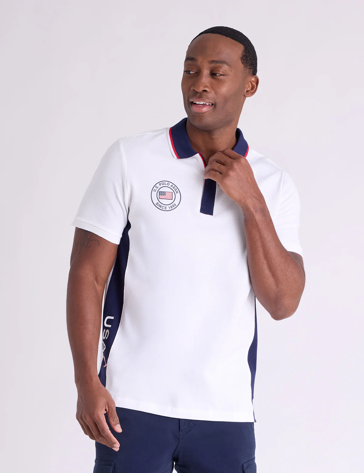 USA VERTICAL PATCH PIQUE POLO SHIRT WITH ZIP PLACKET - Image 6