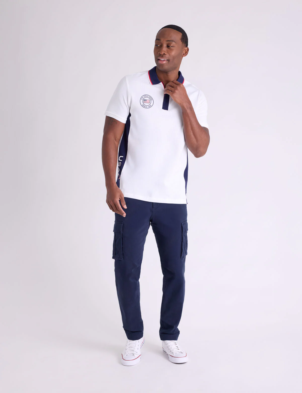 USA VERTICAL PATCH PIQUE POLO SHIRT WITH ZIP PLACKET - Image 8