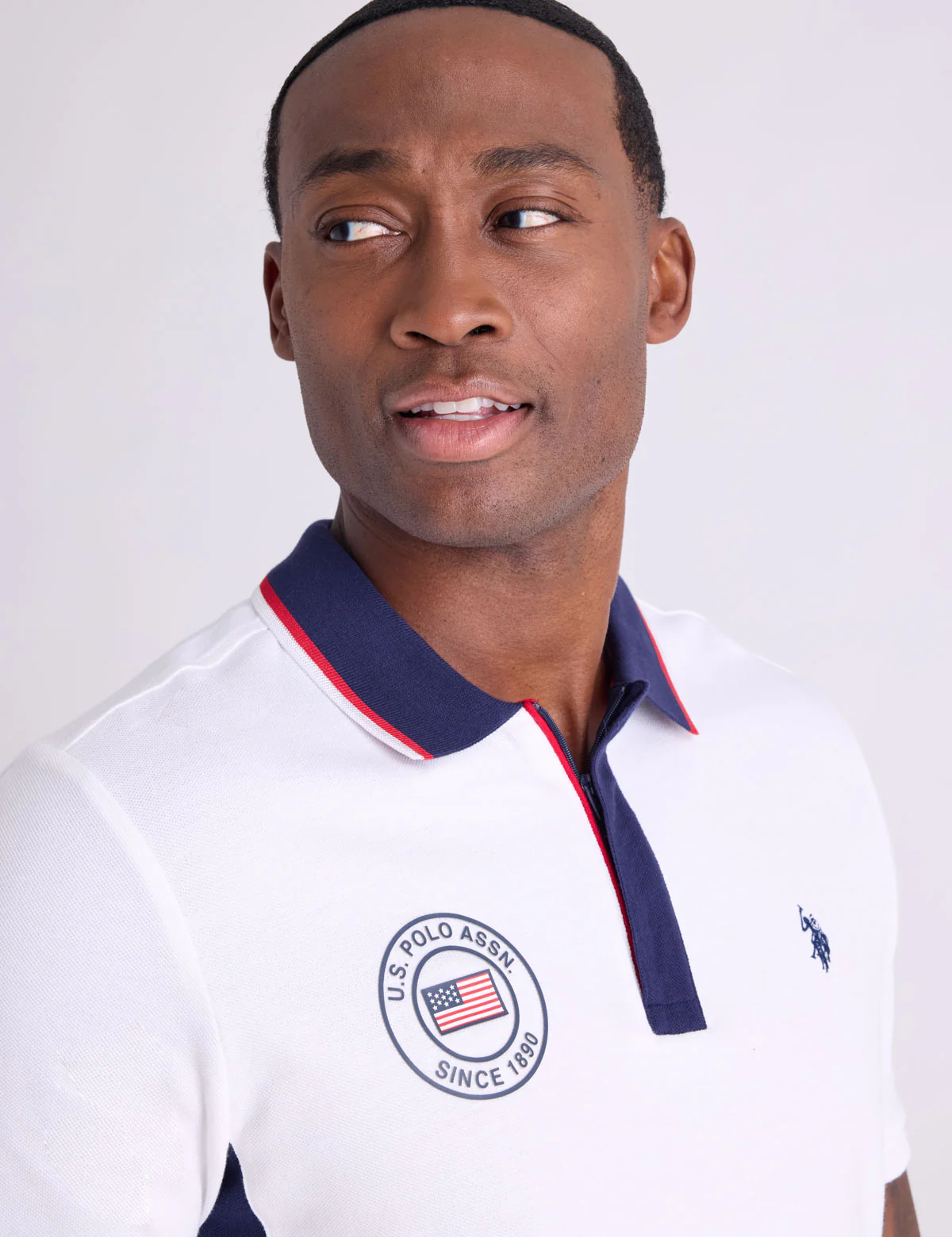USA VERTICAL PATCH PIQUE POLO SHIRT WITH ZIP PLACKET - Image 9