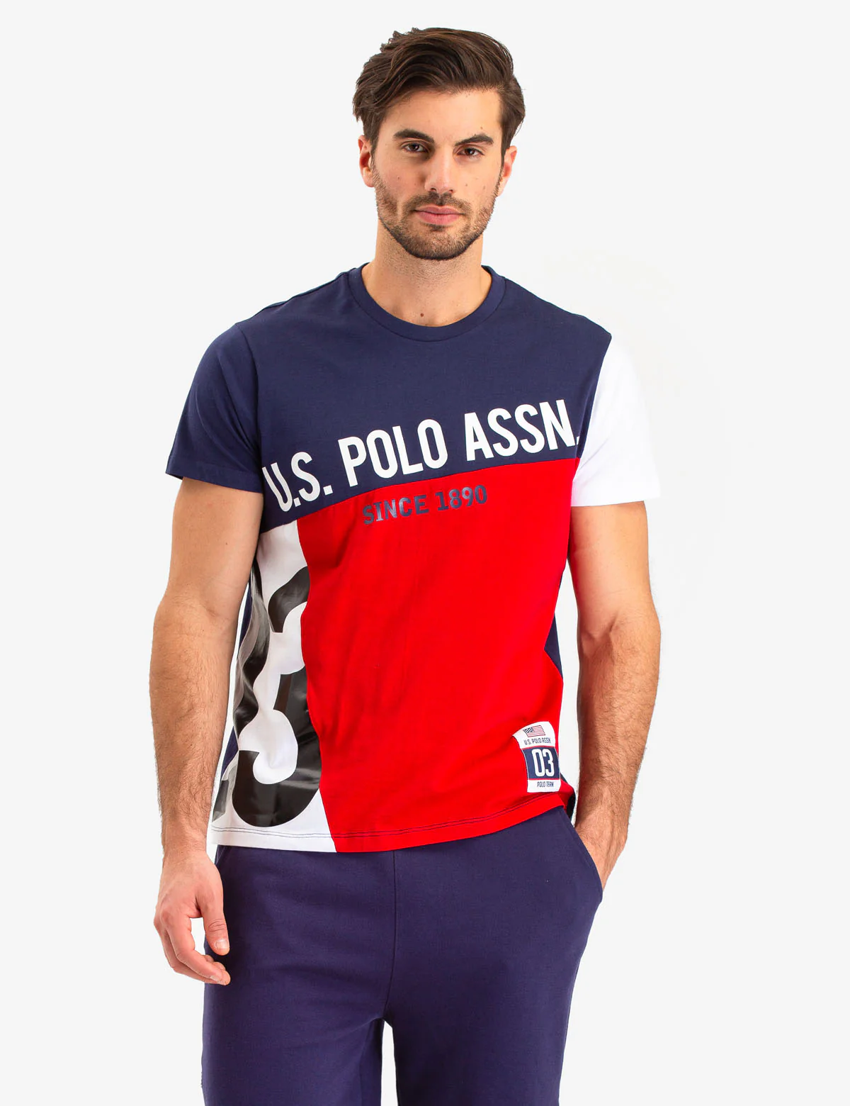 USPA COLORBLOCK DIAGINAL LOGO T-SHIRT