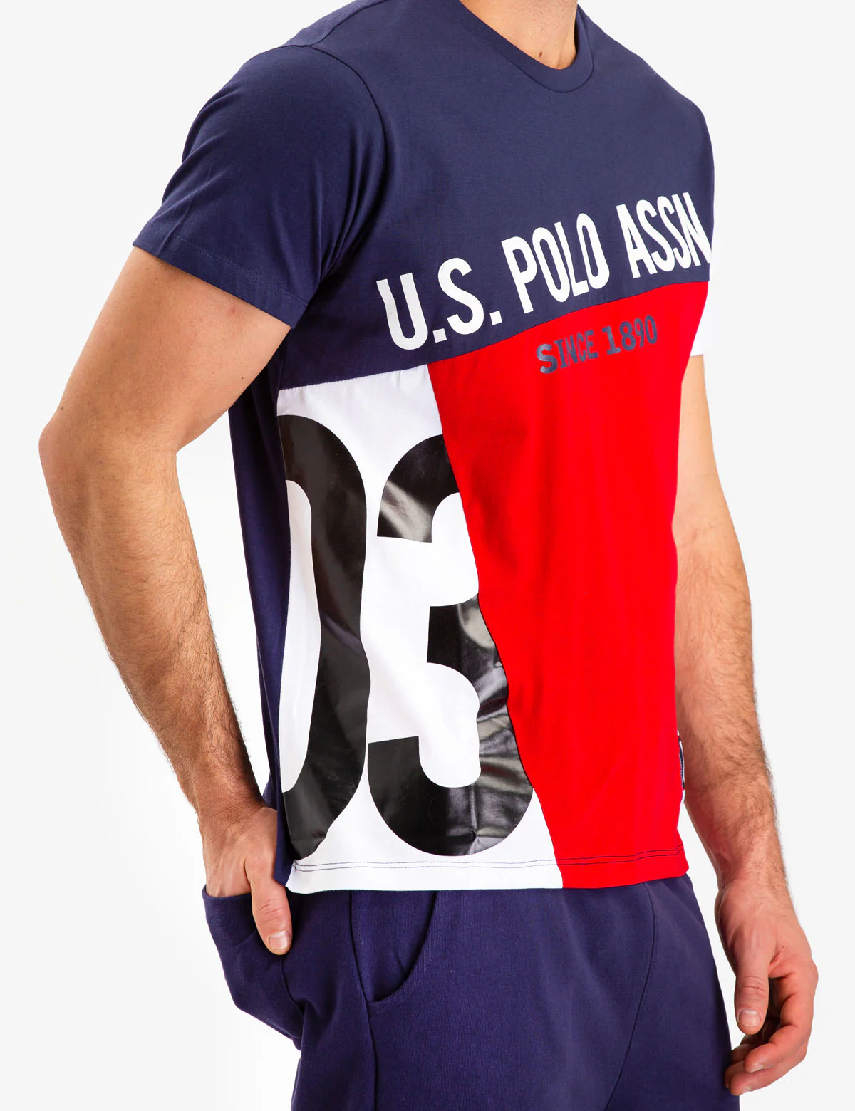 USPA COLORBLOCK DIAGINAL LOGO T-SHIRT - Image 3