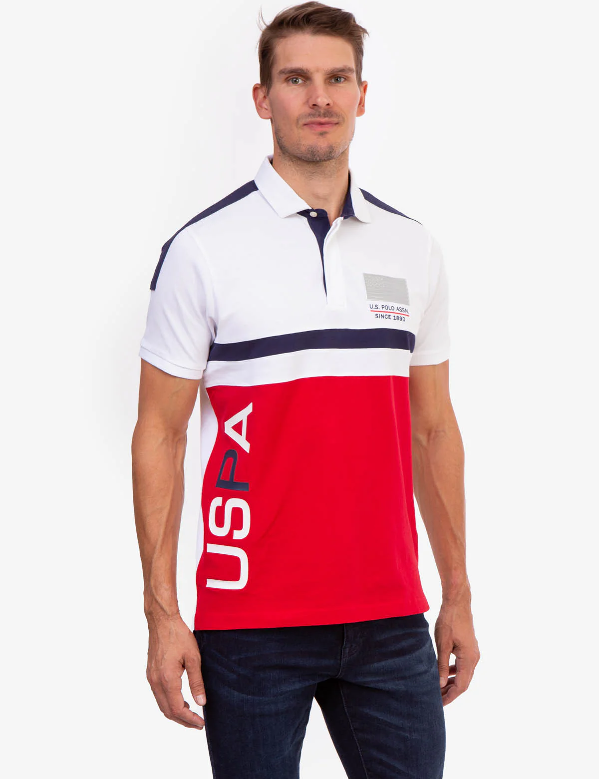 USPA COLORBLOCK SIDE LOGO POLO SHIRT