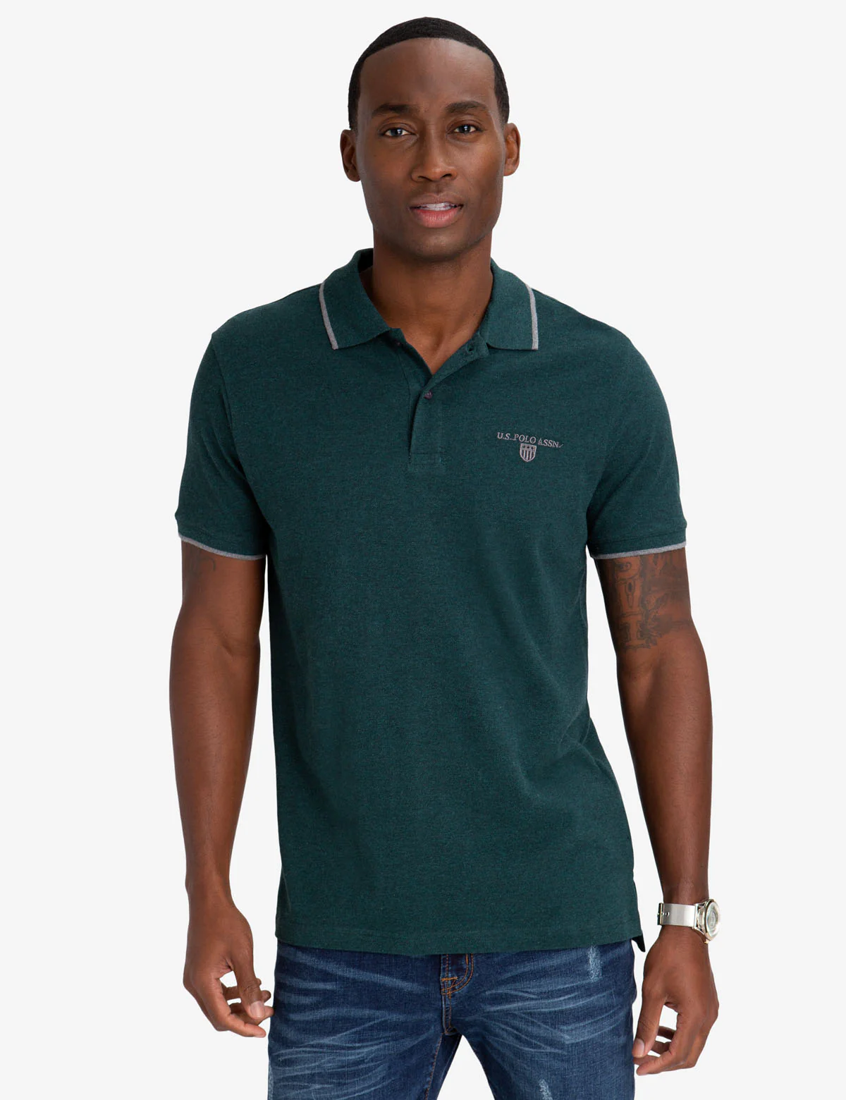 MARLED YARN POLO SHIRT WITH EMBROIDERED CREST - Image 12