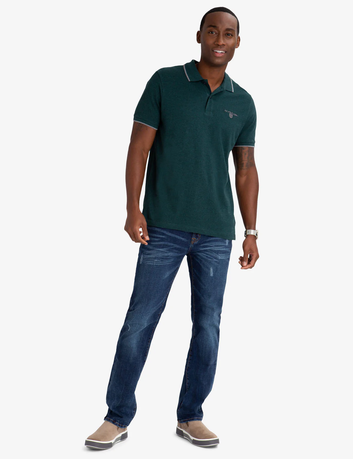 MARLED YARN POLO SHIRT WITH EMBROIDERED CREST - Image 13