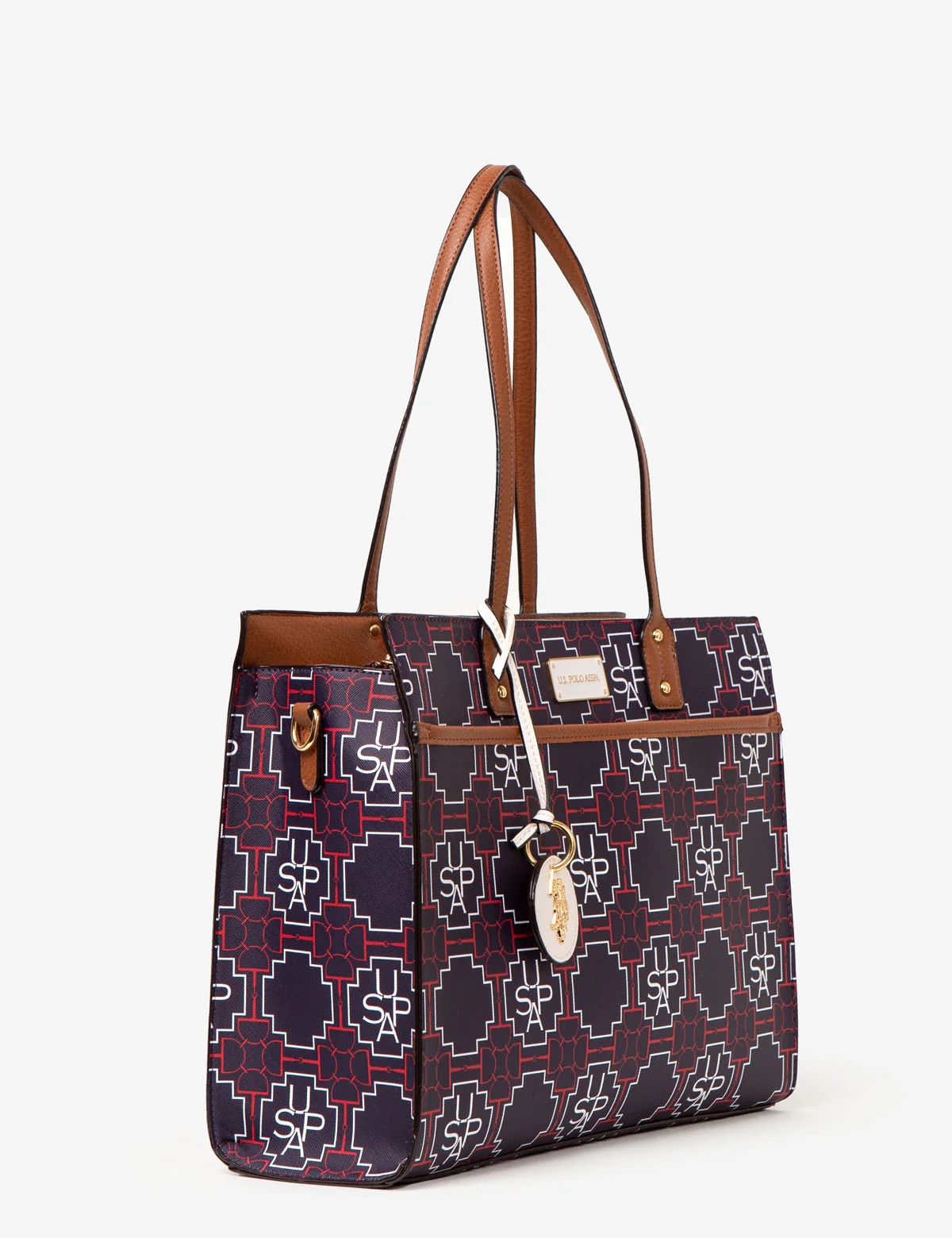 USPA GEOMETRIC PRINT TOTE BAG WITH CROSSBODY STRAP - Image 2