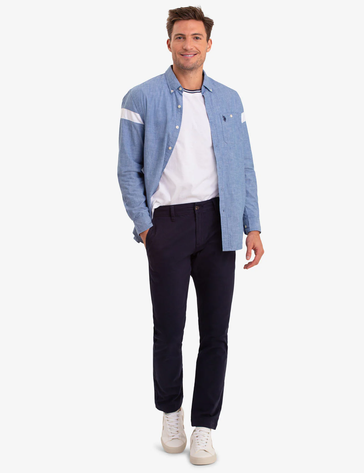 USPA LOGO STRIPE LONG SLEEVE SHIRT - Image 2