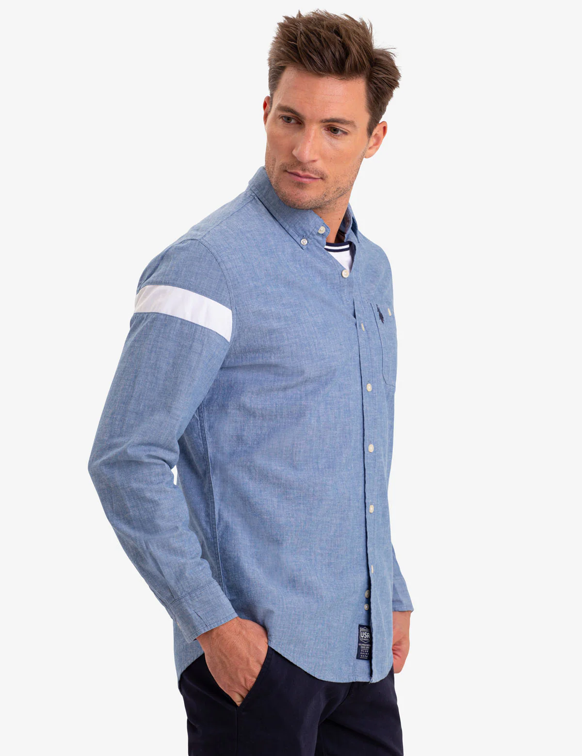 USPA LOGO STRIPE LONG SLEEVE SHIRT - Image 4