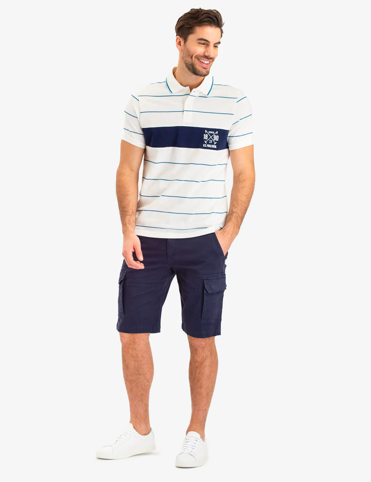USPA STRIPED LOGO POLO SHIRT - Image 2