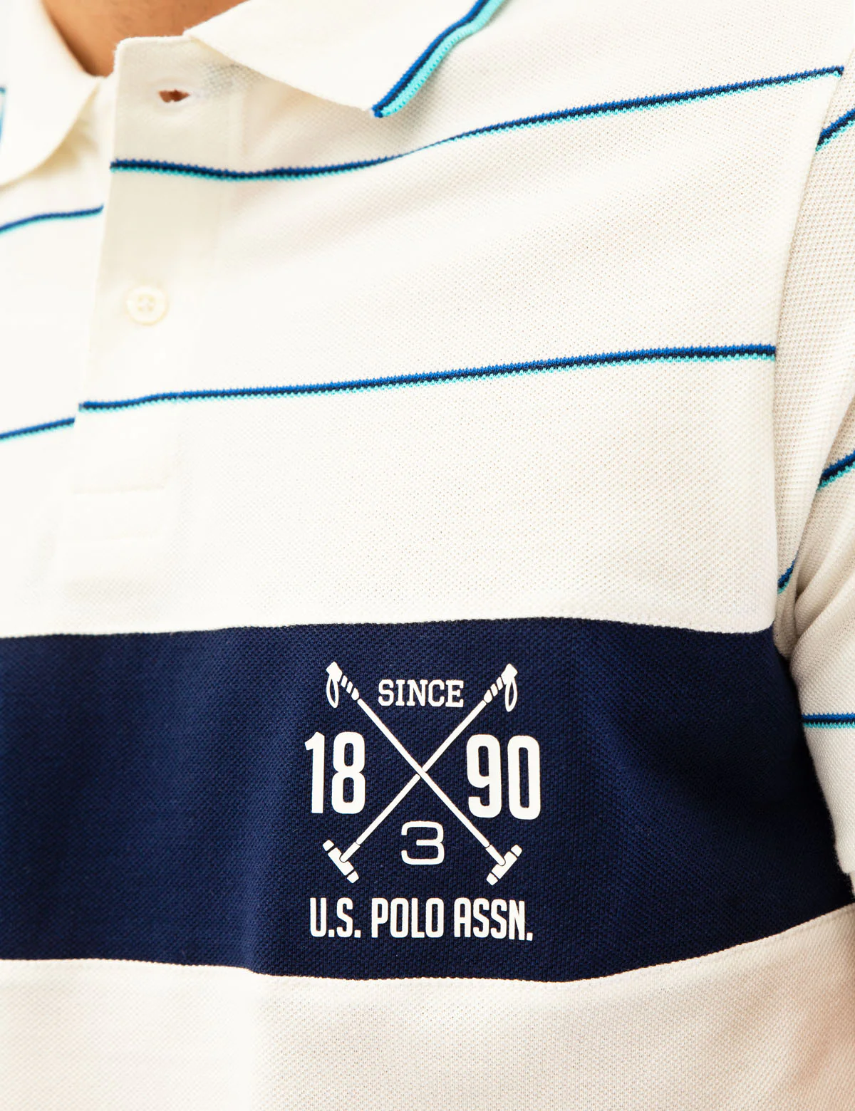 USPA STRIPED LOGO POLO SHIRT - Image 5