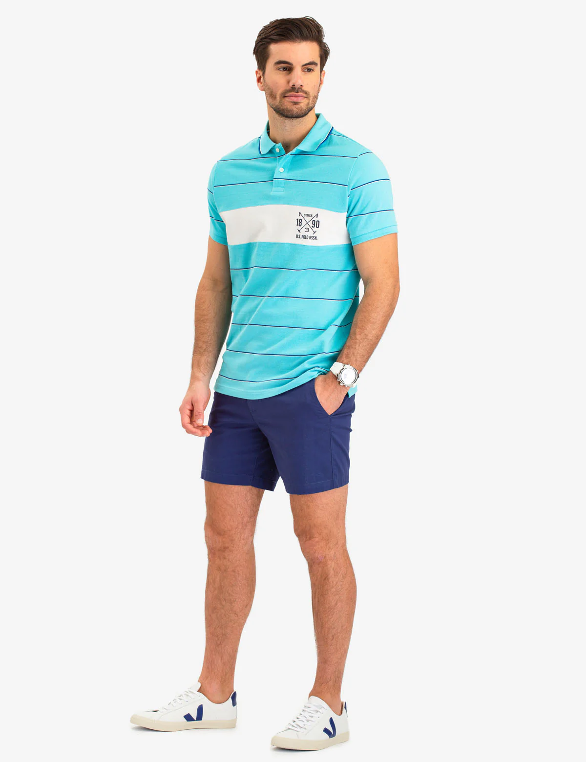 USPA STRIPED LOGO POLO SHIRT - Image 7