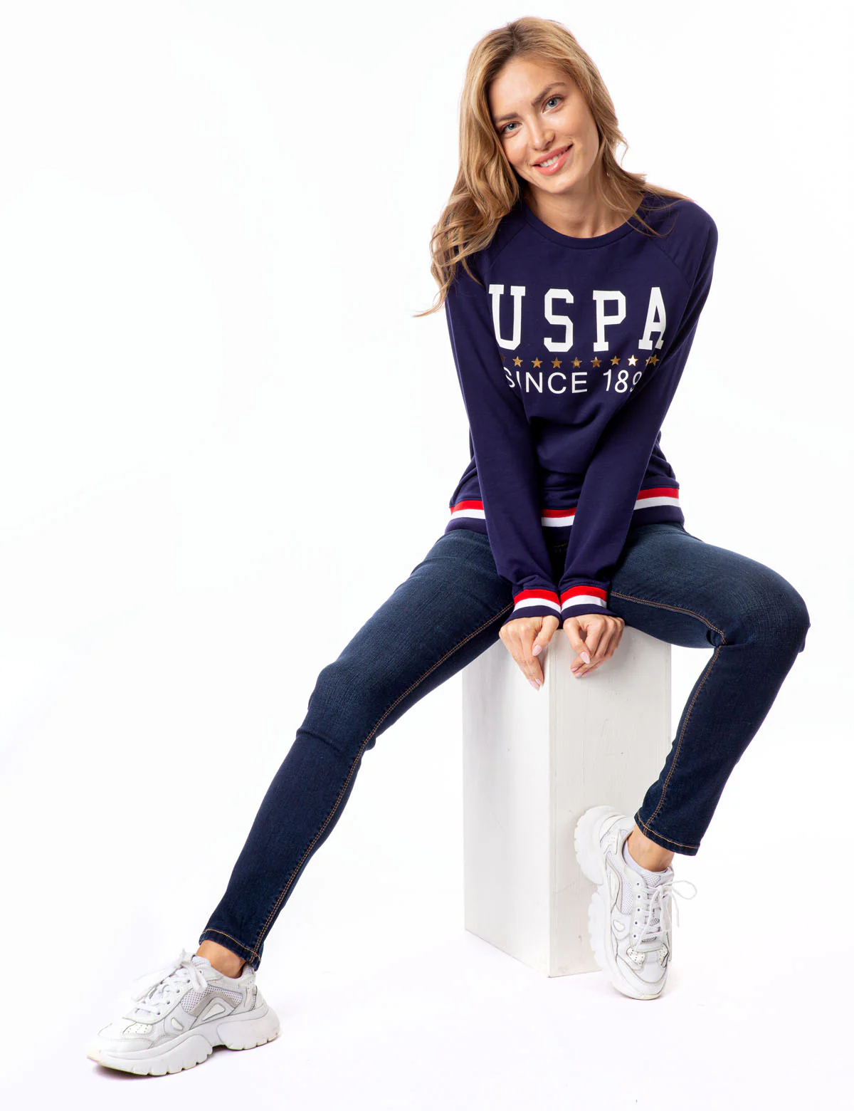 USPA STRIPED RIB CREW NECK SWEATSHIRT - Image 7