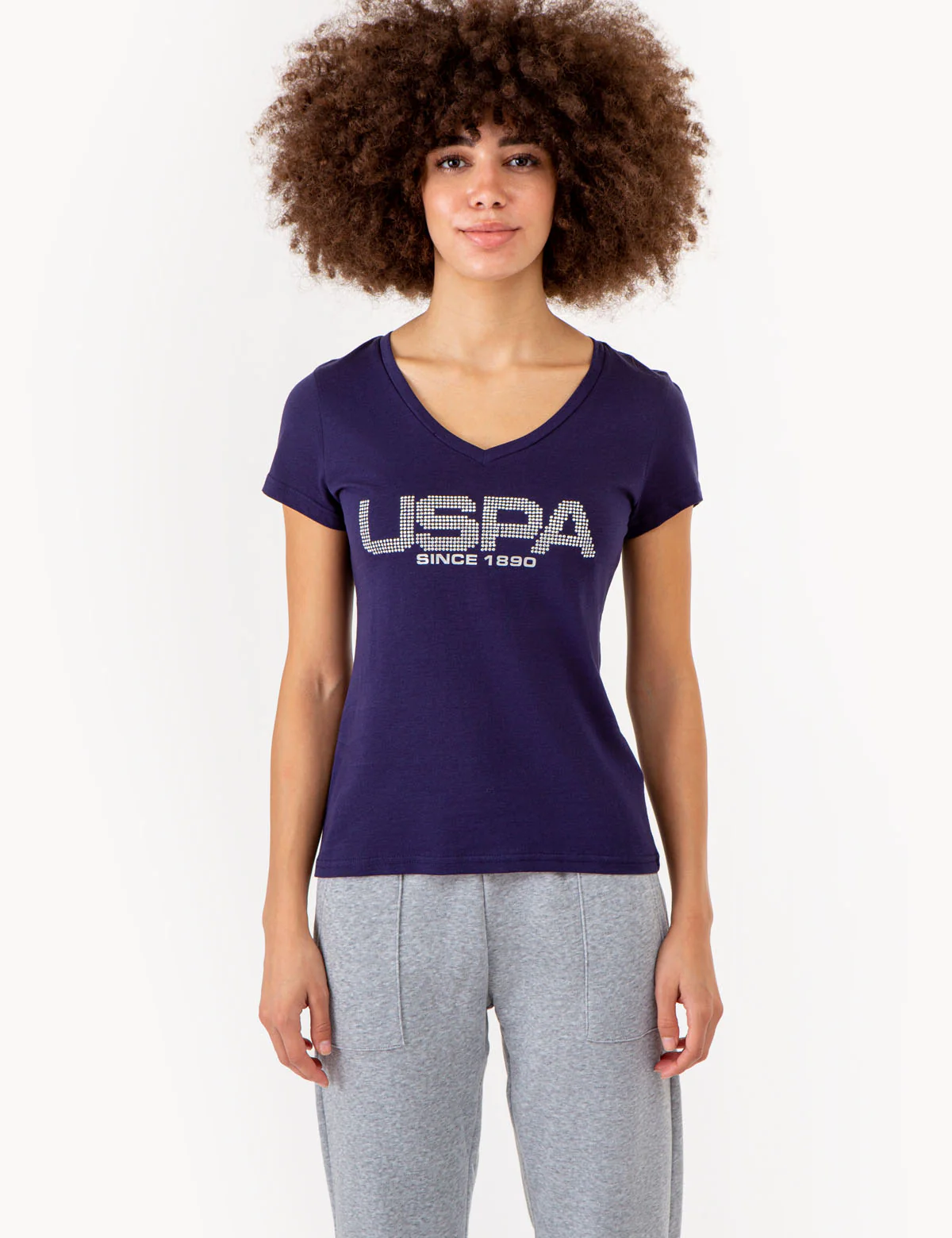 USPA STUD EMBELLISHED V-NECK T-SHIRT - Image 5