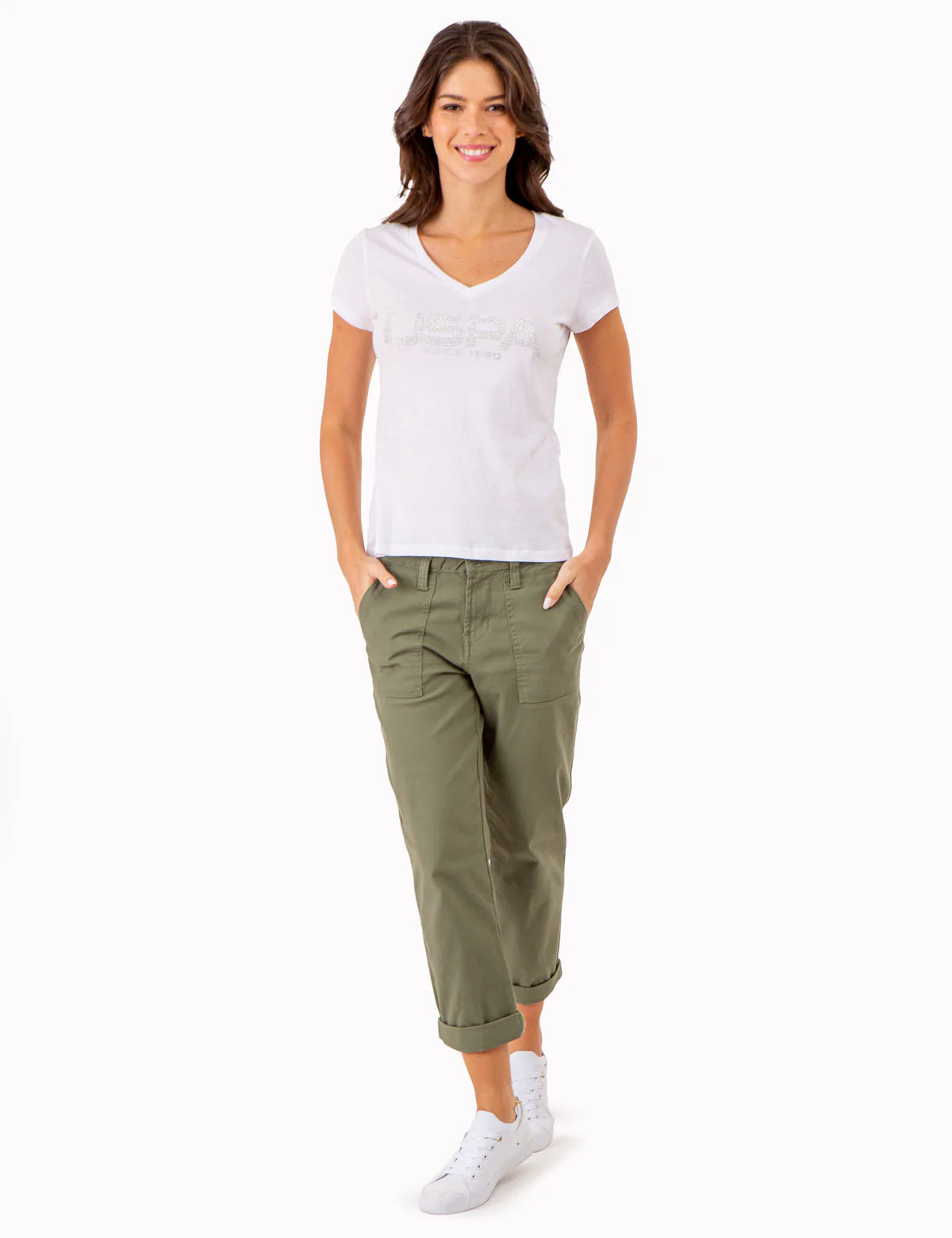 USPA STUD EMBELLISHED V-NECK T-SHIRT - Image 9