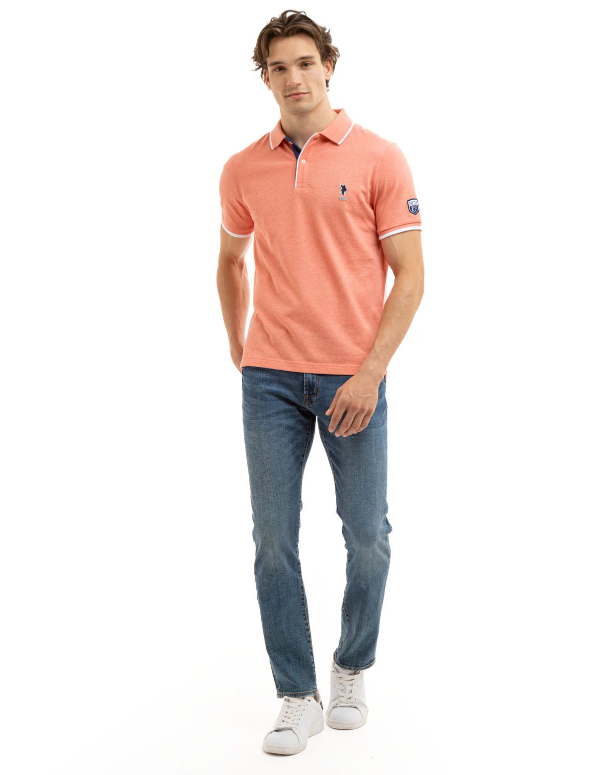USPA TEAM PIPED HEATHER PIQUE POLO SHIRT - Image 8