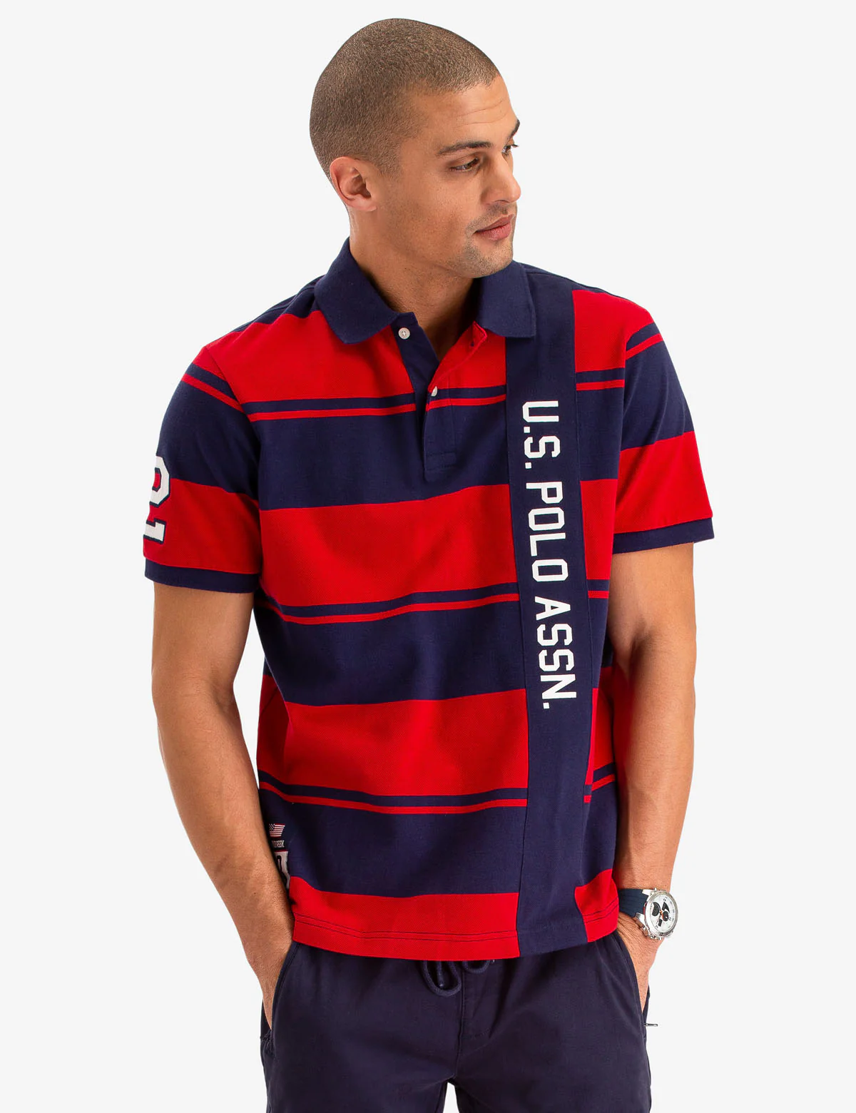 USPA VERITCAL RUGBY STRIPE POLO SHIRT