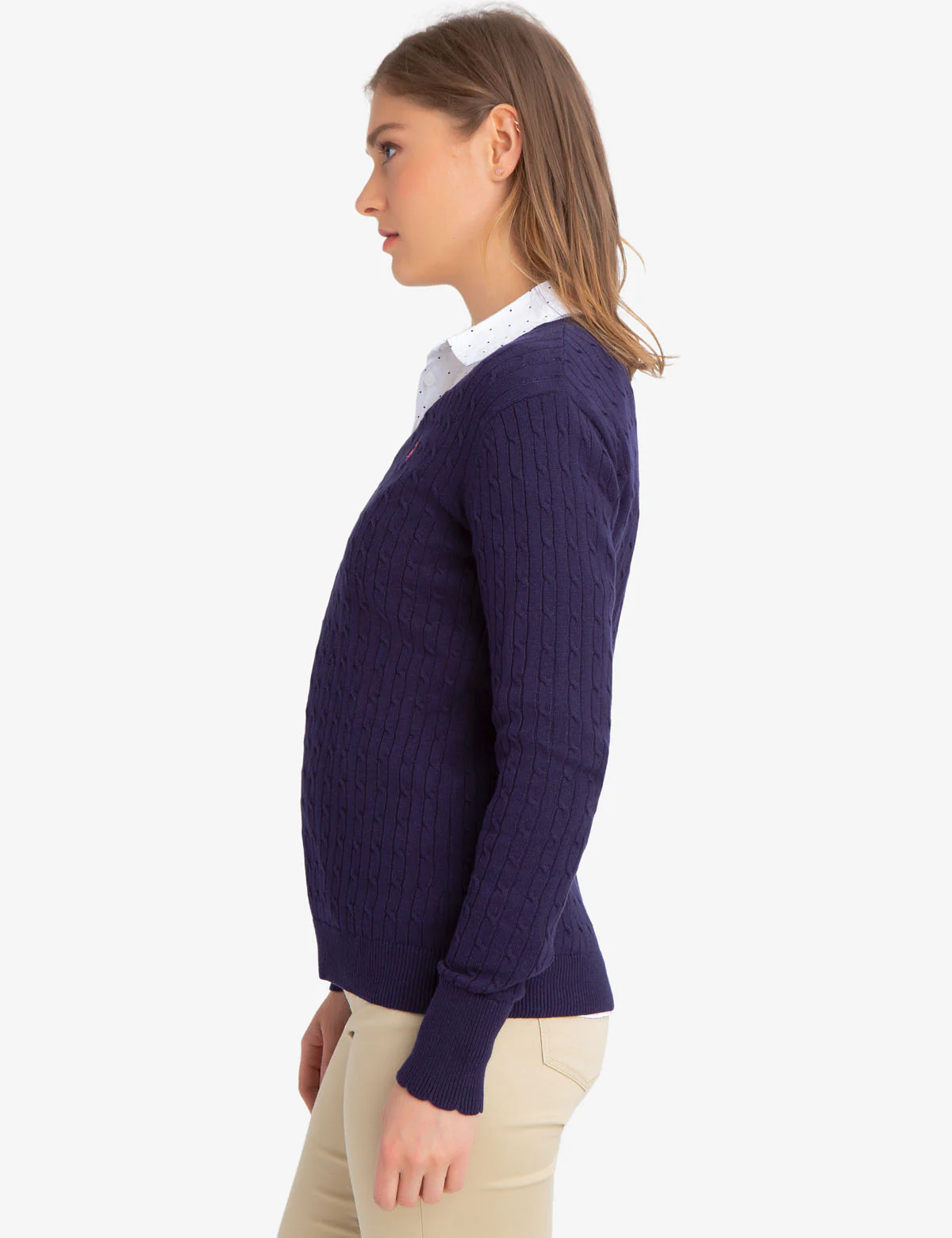 V-NECK CABLE KNIT SWEATER - Image 11