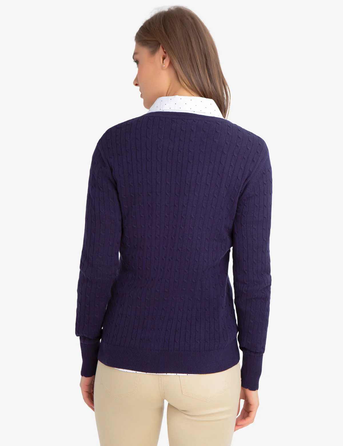 V-NECK CABLE KNIT SWEATER - Image 12