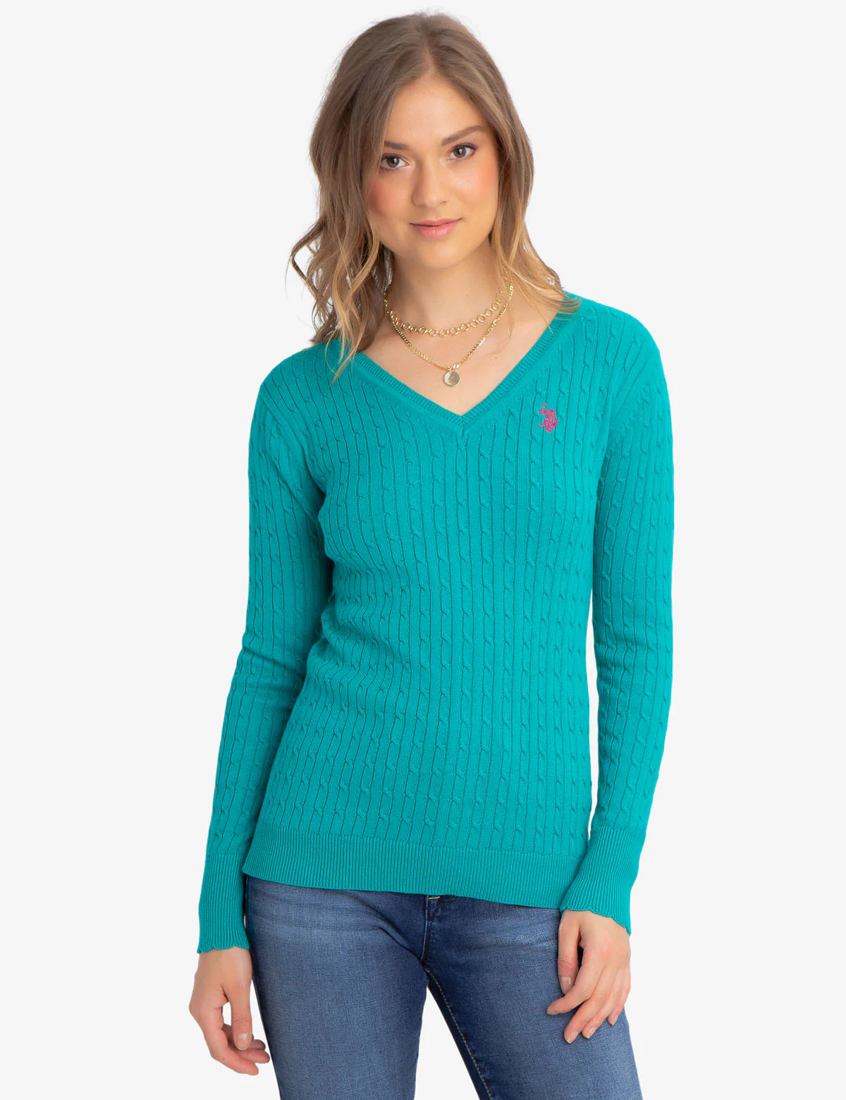 V-NECK CABLE KNIT SWEATER - Image 17