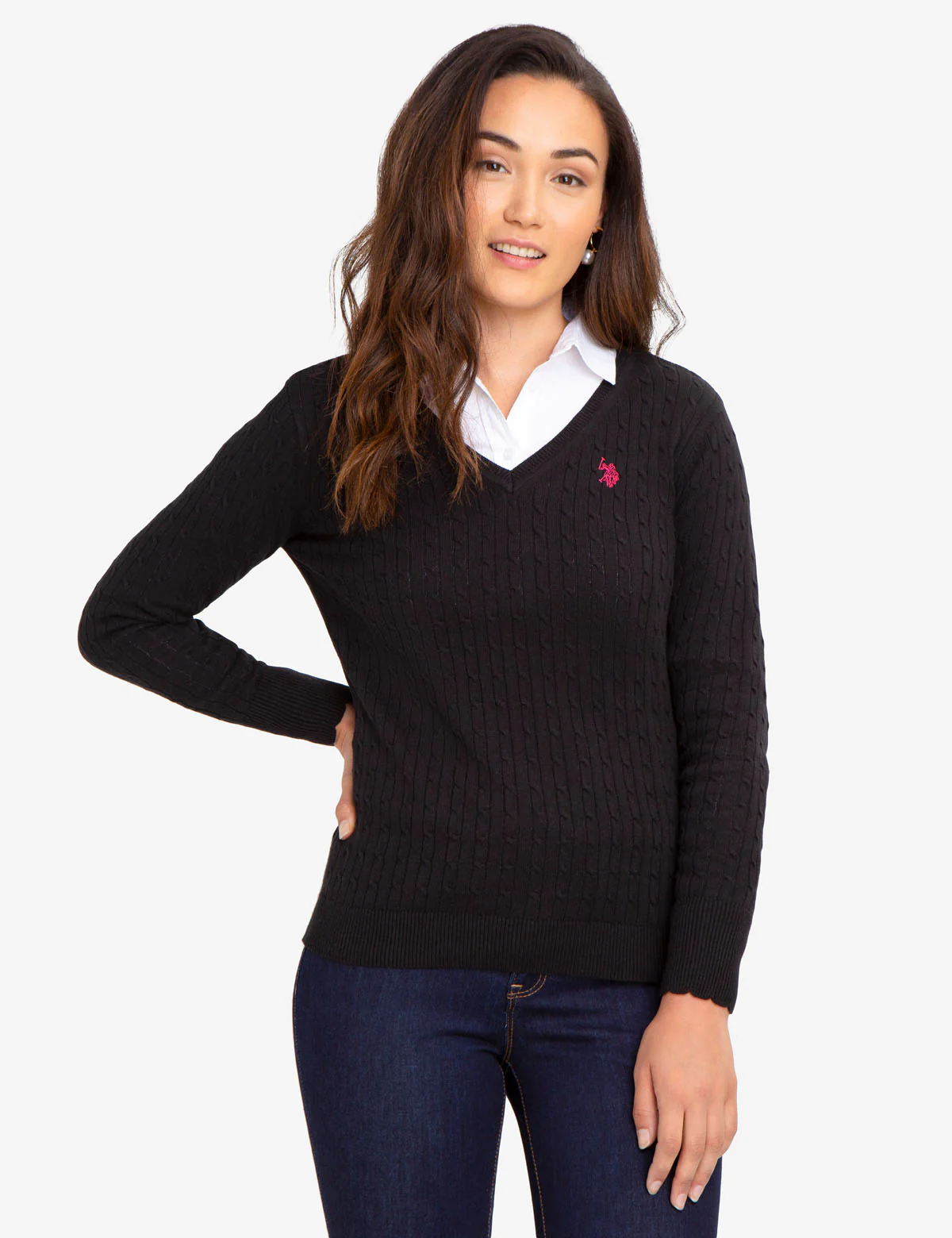 V-NECK CABLE KNIT SWEATER - Image 18