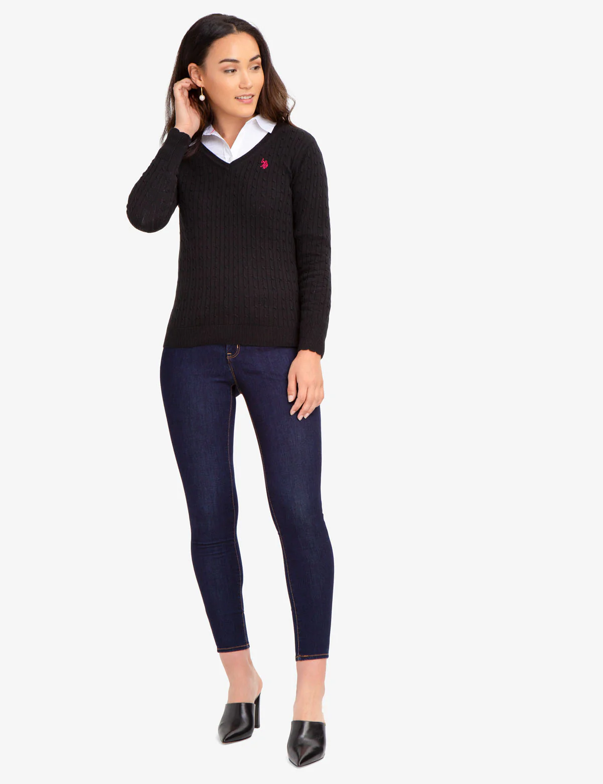 V-NECK CABLE KNIT SWEATER - Image 19