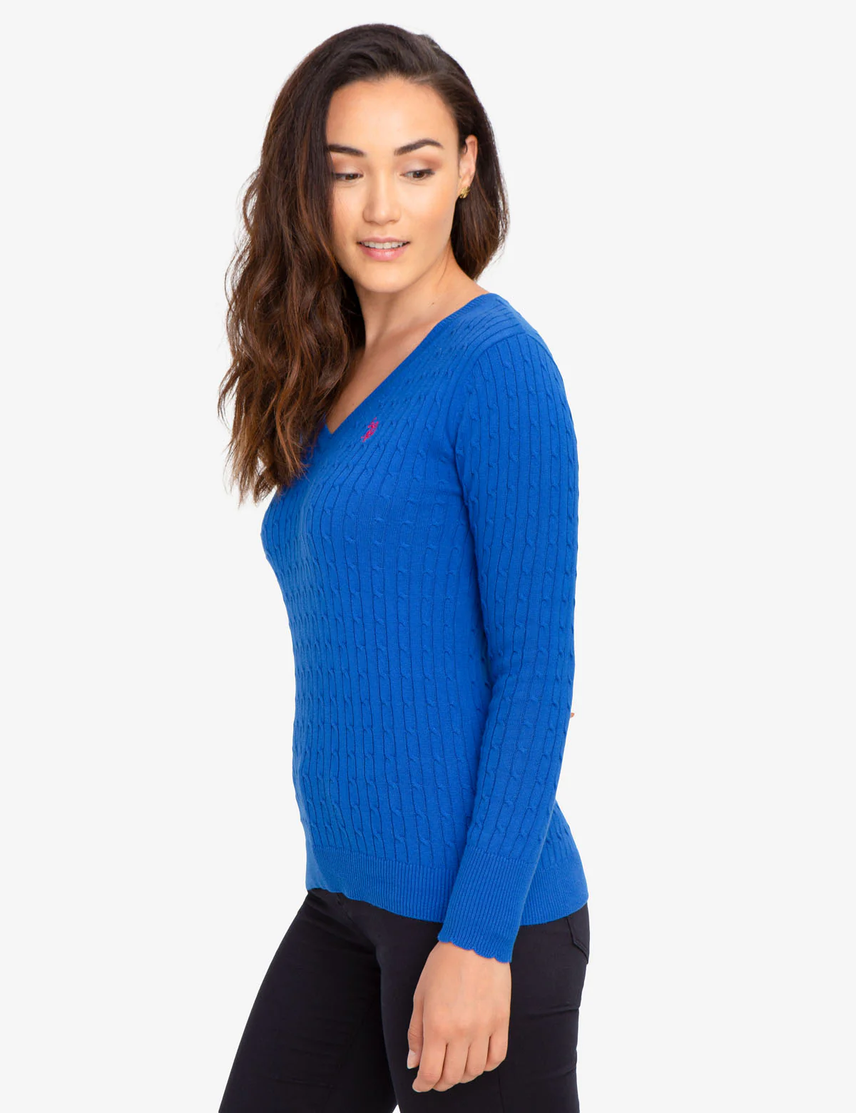 V-NECK CABLE KNIT SWEATER - Image 3
