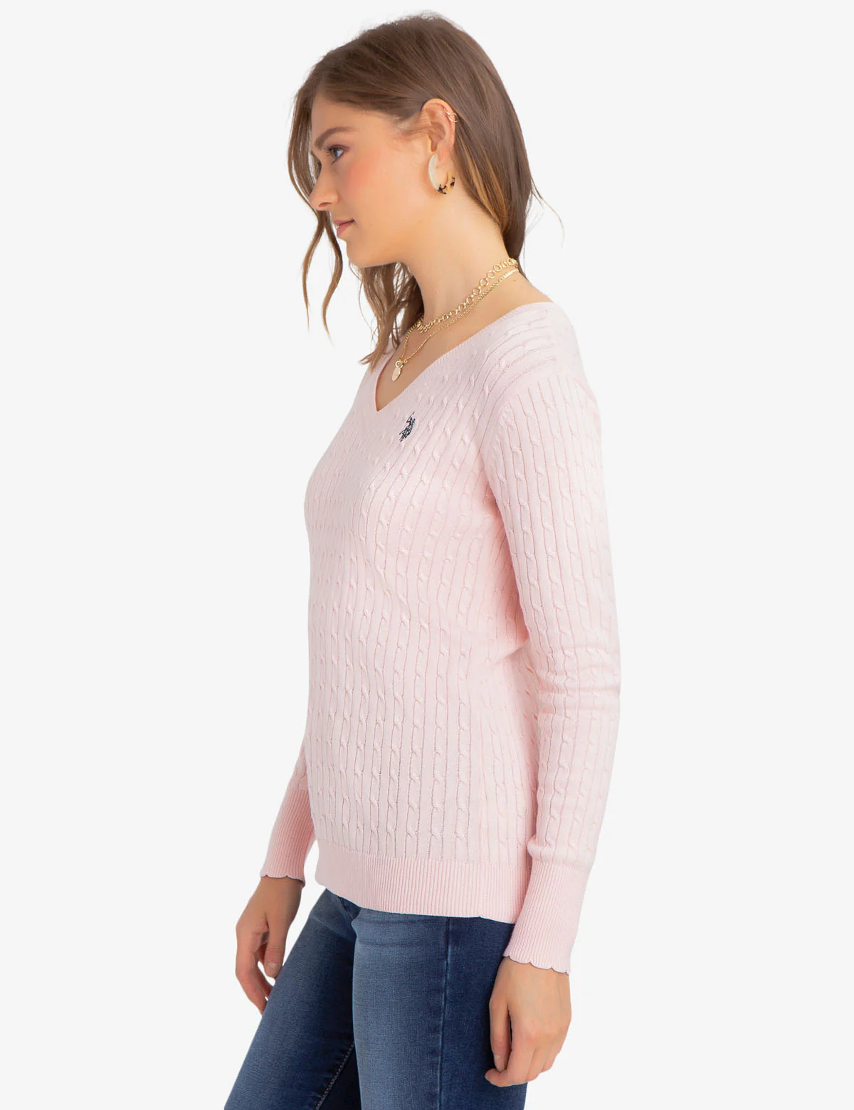 V-NECK CABLE KNIT SWEATER - Image 7