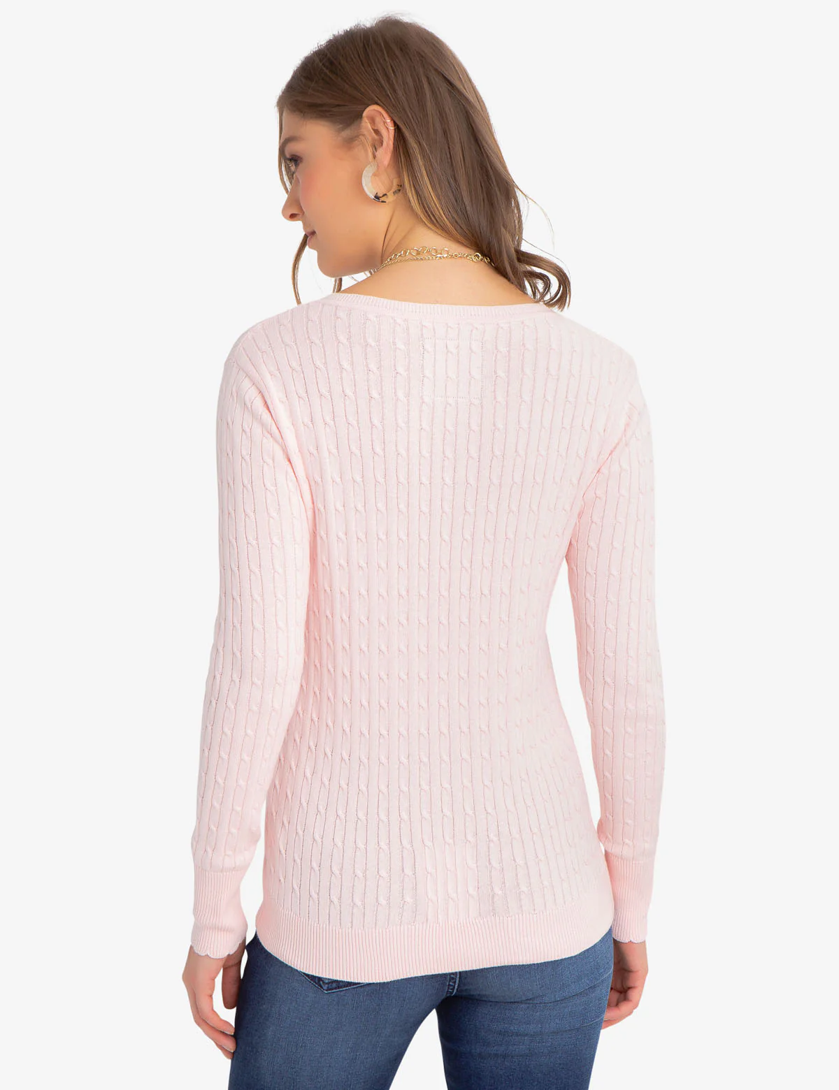 V-NECK CABLE KNIT SWEATER - Image 8