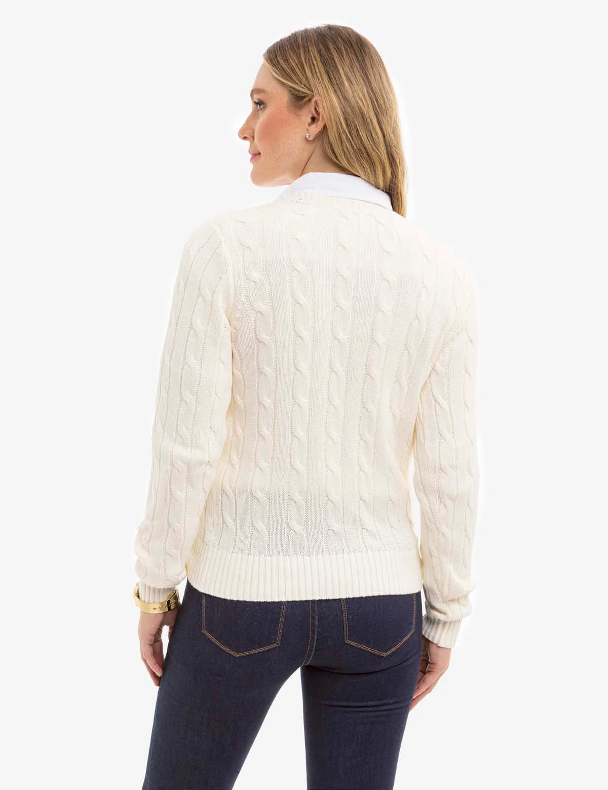 V-NECK CABLE PULLOVER SWEATER - Image 4