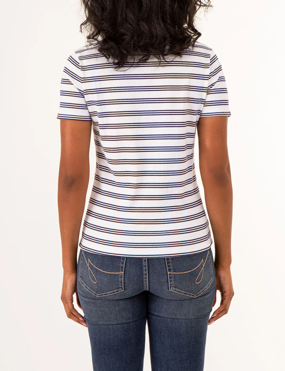 V-NECK RIBBED STRIPED TOP - Image 4