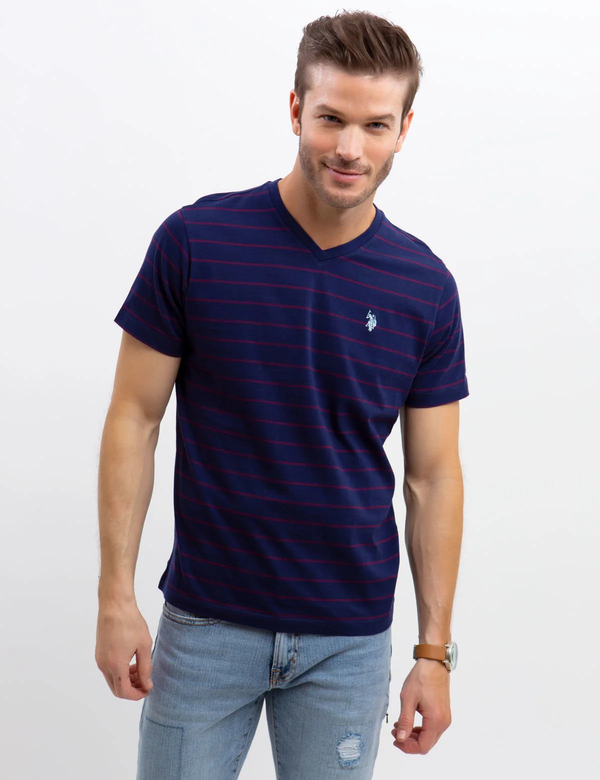 V-NECK STRIPED TEE - Image 5
