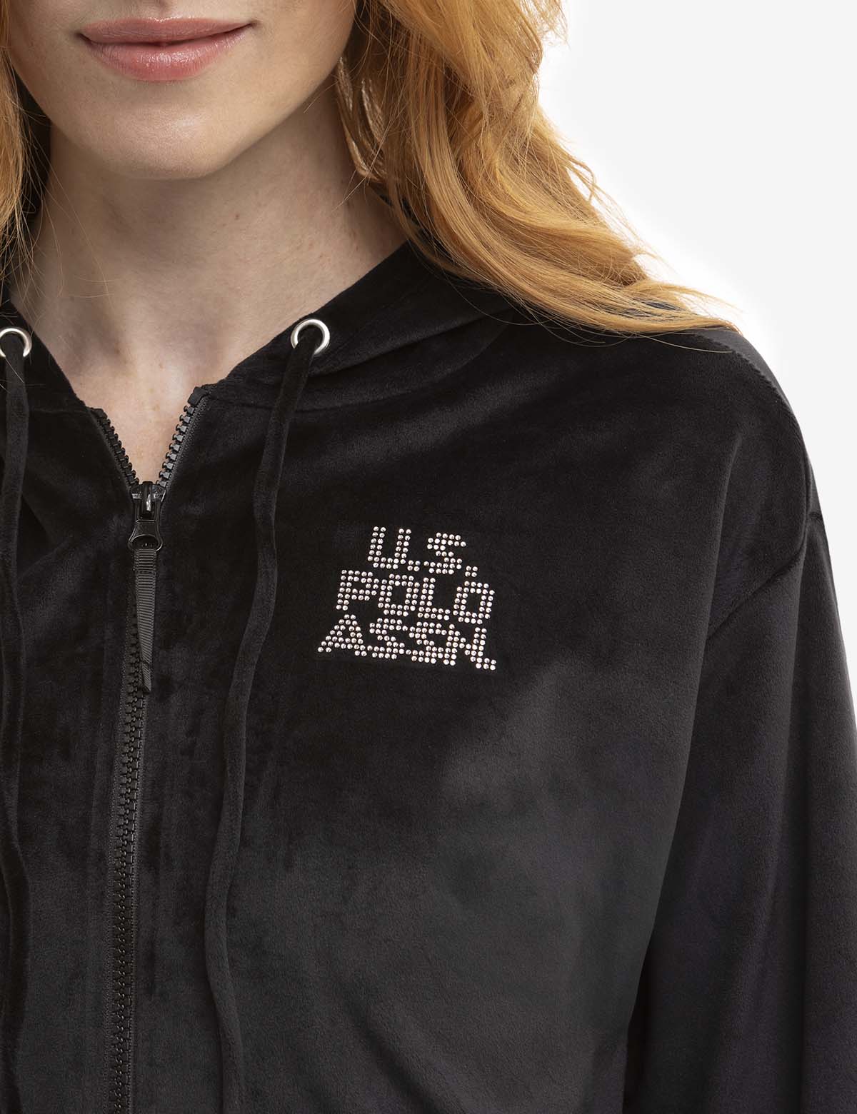 VELOUR FULL ZIP EMBELLISHED HOODIE - Image 3