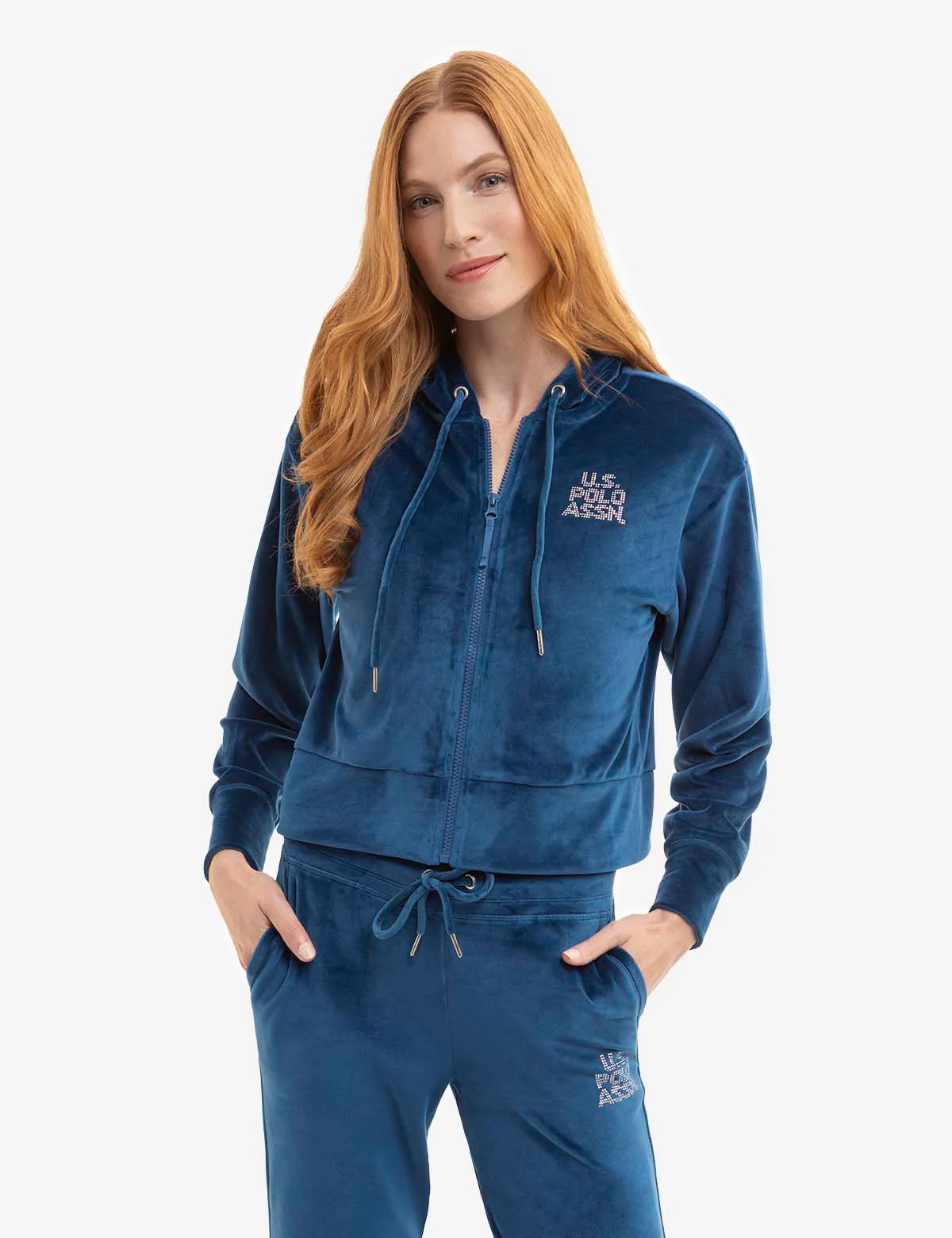 VELOUR FULL ZIP EMBELLISHED HOODIE - Image 5