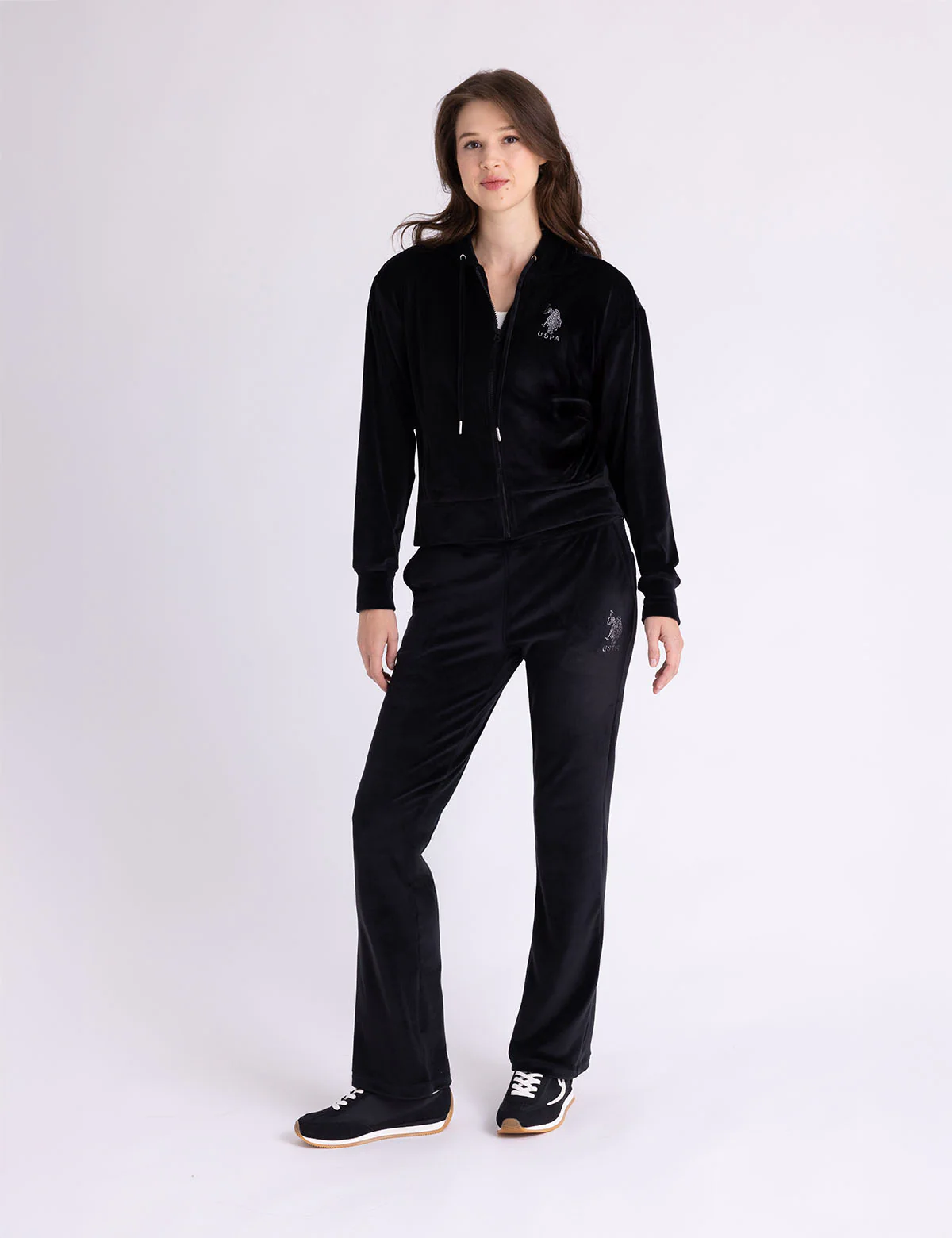 VELOUR RHINESTONE ZIP UP HOODIE - Image 3