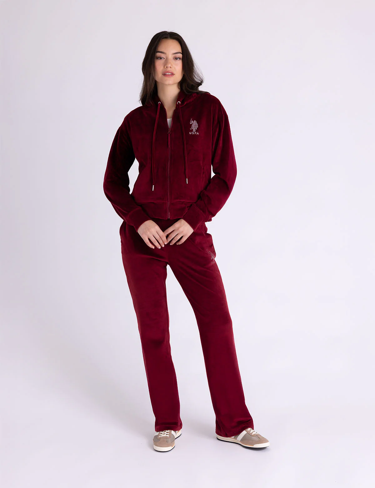VELOUR RHINESTONE ZIP UP HOODIE - Image 7