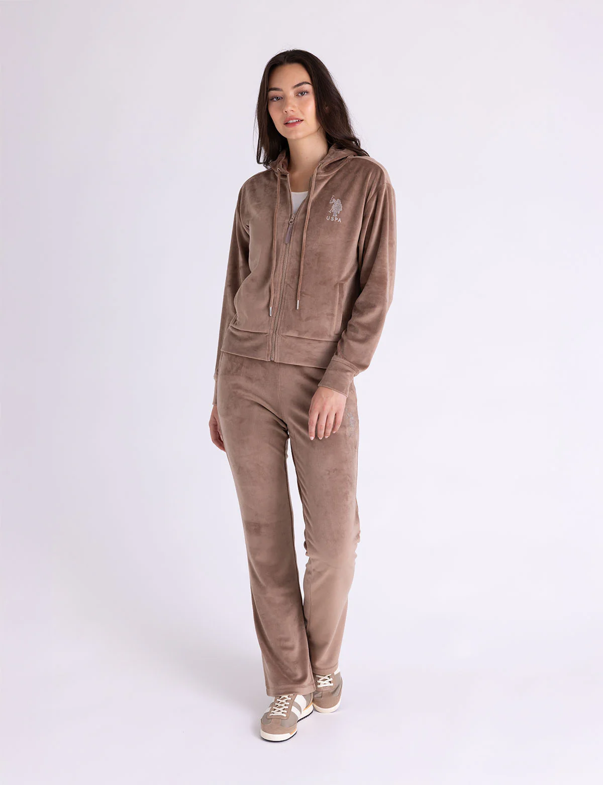 VELOUR RHINESTONE ZIP UP HOODIE - Image 2