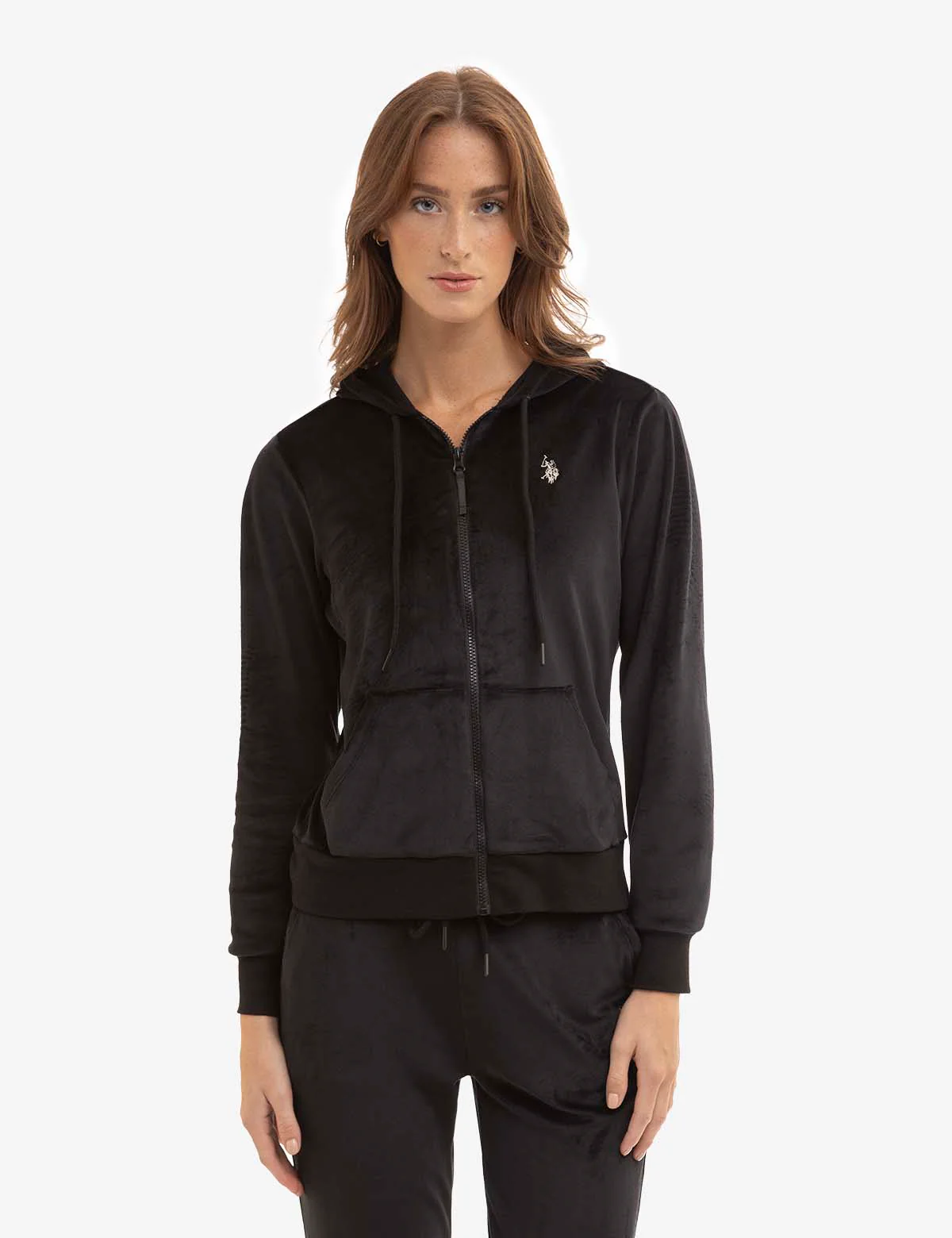 VELOUR ZIP UP HOODIE