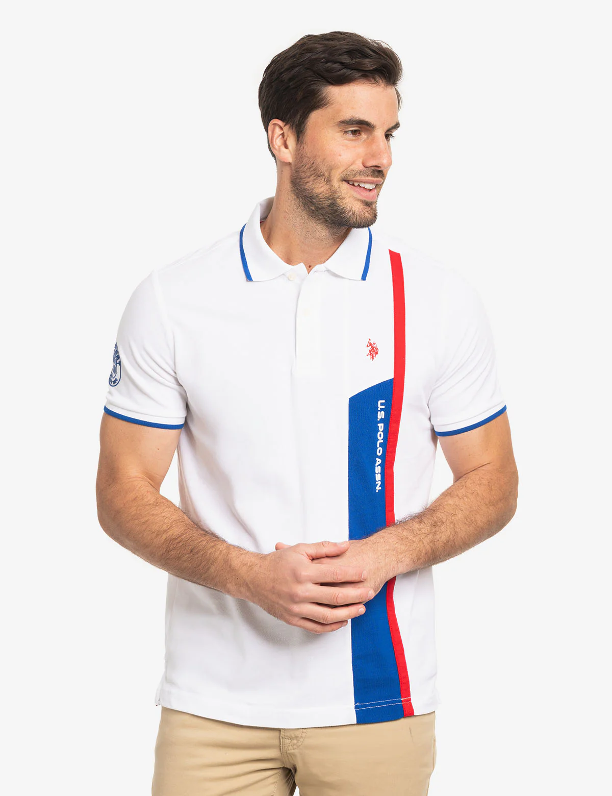 VERTICAL COLOR BLOCK PIQUE POLO SHIRT