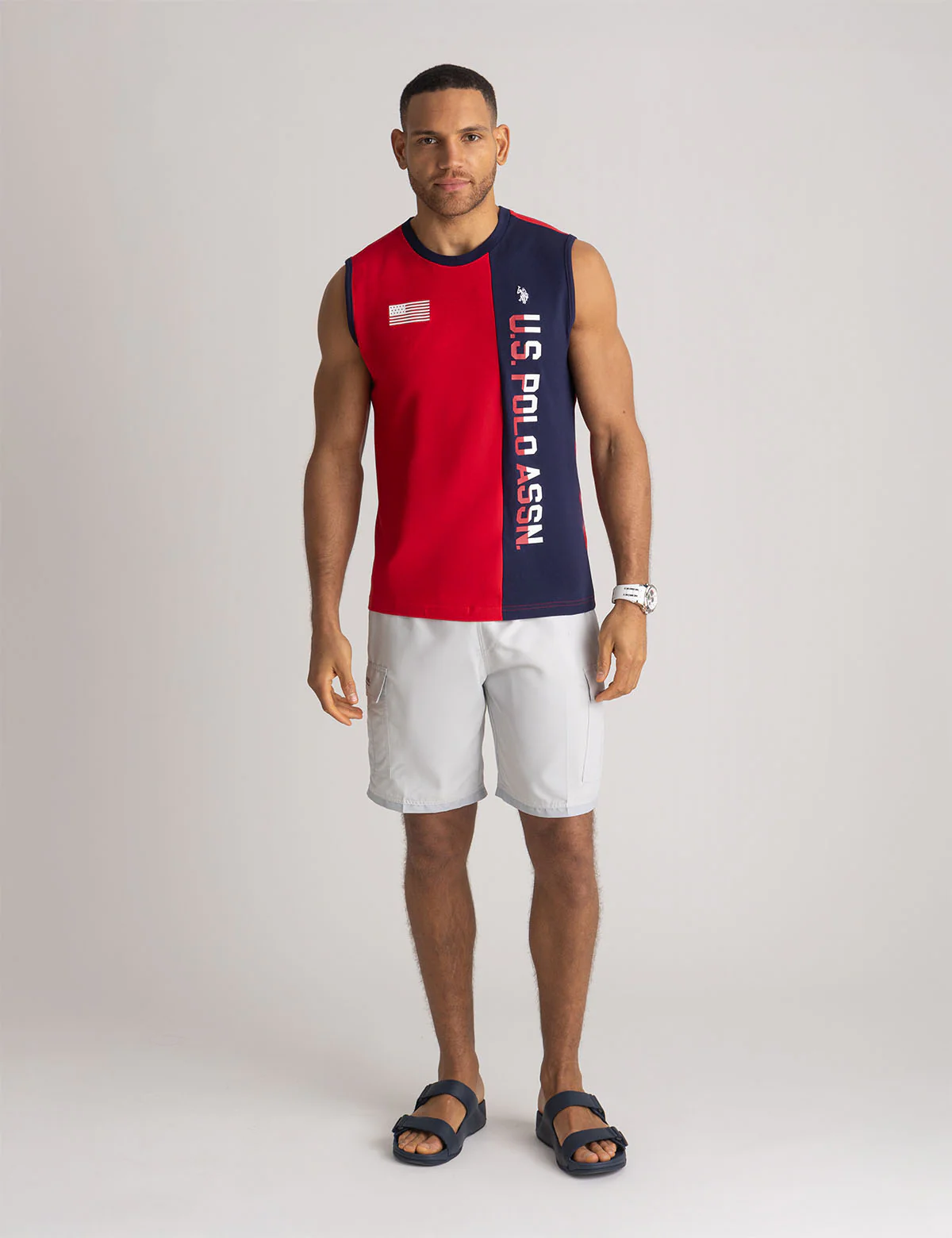 VERTICAL PRINT COLOR BLOCK MUSCLE TANK - Image 2