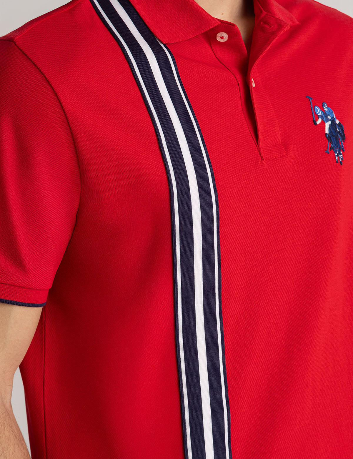 VERTICAL TRICOT TRIM PIQUE POLO SHIRT - Image 2