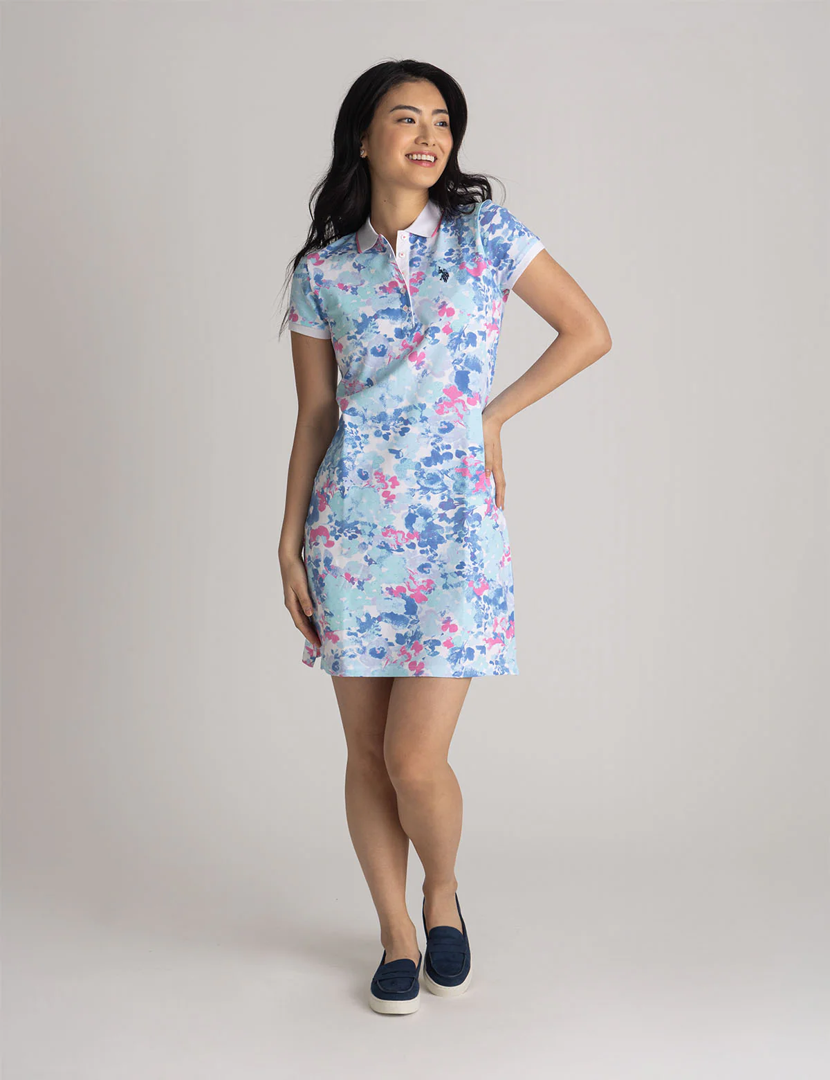 WATER FLORAL PRINTED POLO DRESS - Image 3