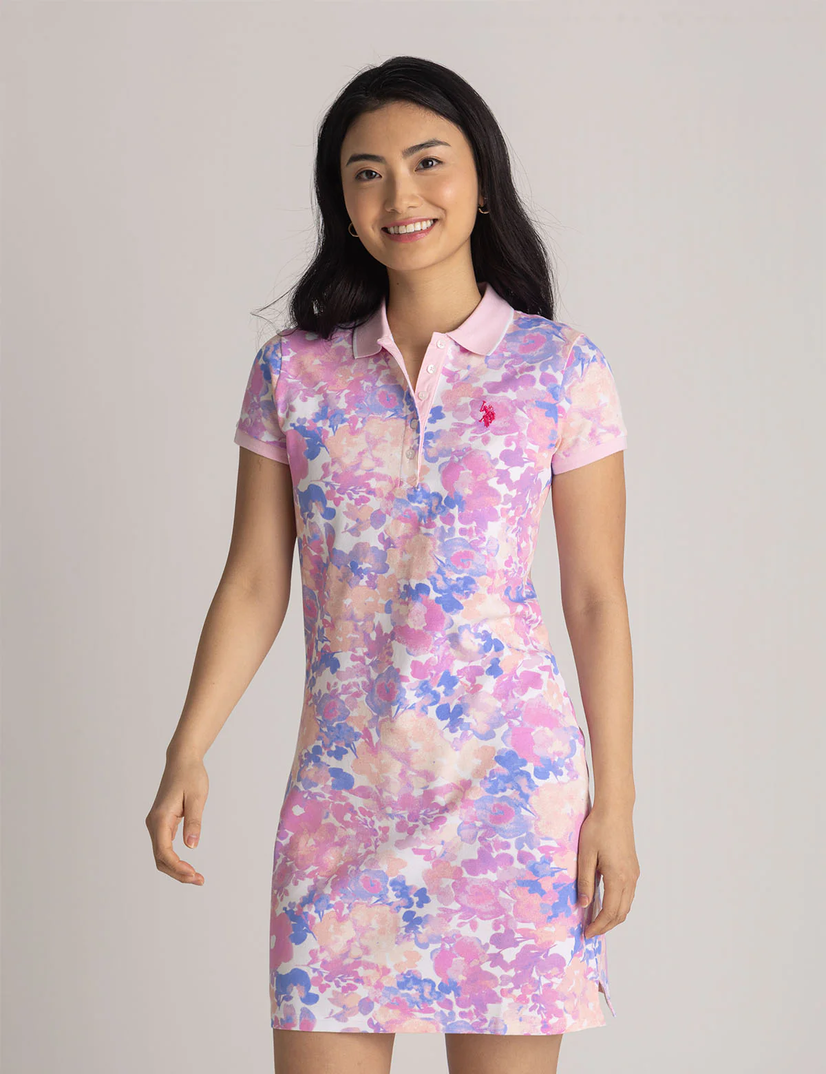WATER FLORAL PRINTED POLO DRESS - Image 5